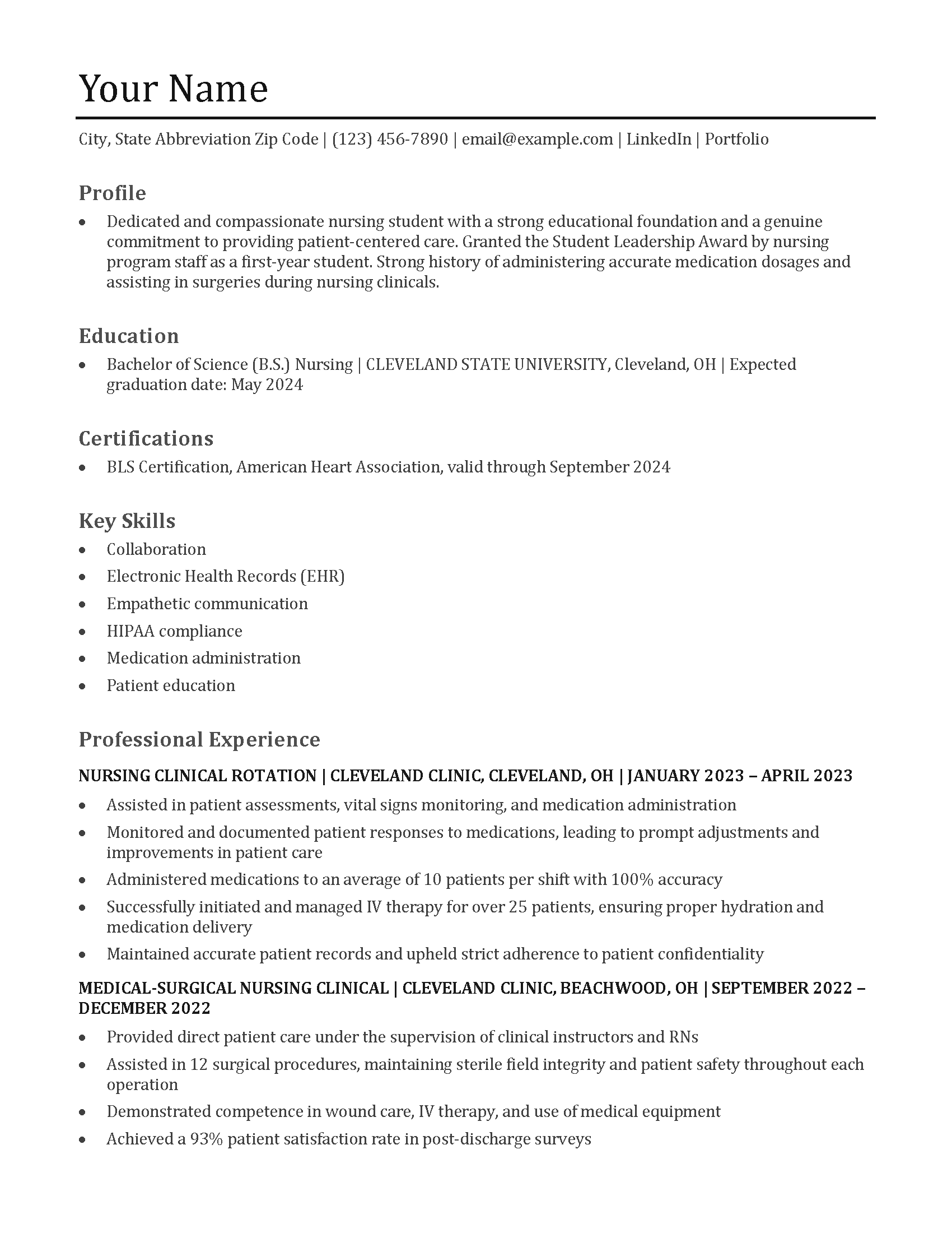 Nursing Student Resume Templates and Examples for 2024 Nursing Student Resume Templates and Examples for 2024