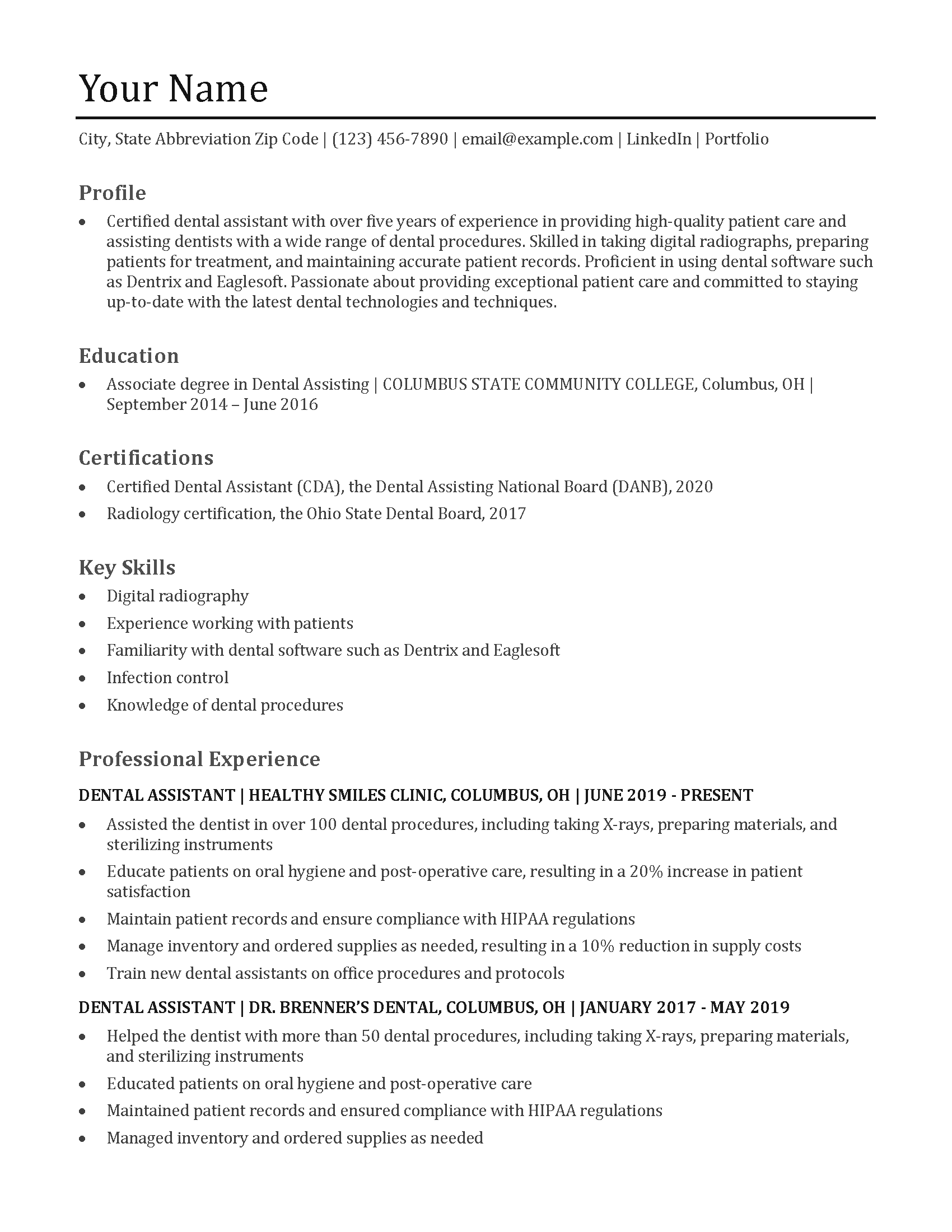 Dental Assistant Resume Templates - Dental Assistant Resume Example Banner Image