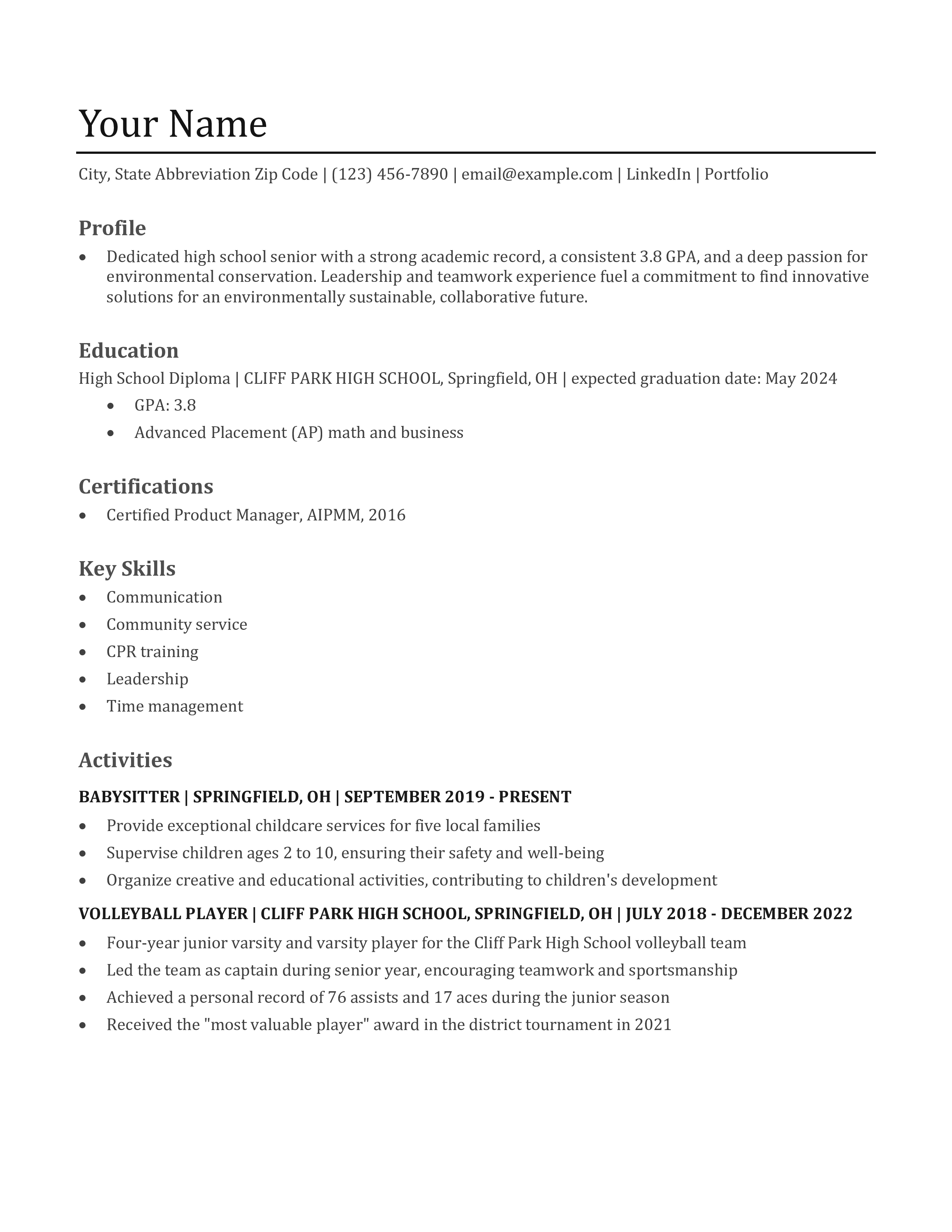 High School Resume Templates and Examples