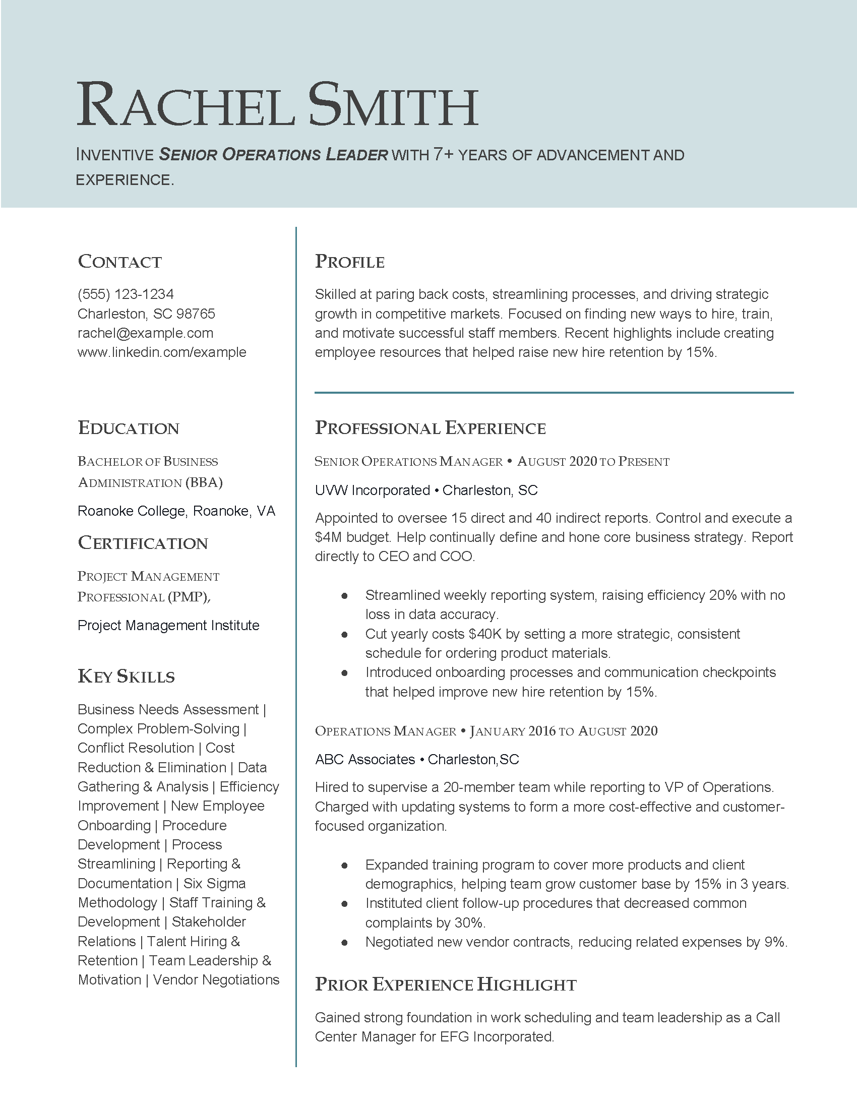 Modern Resume Templates and Examples - Modern Resume Template Example Image 