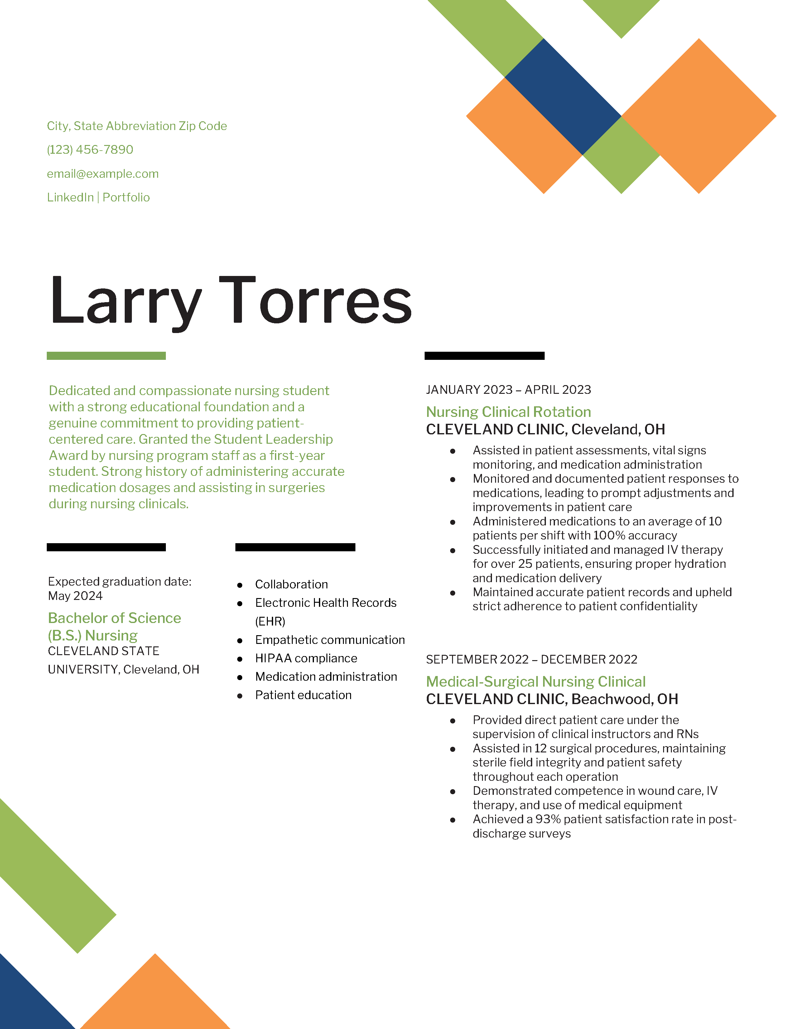 Nursing Student Resume Templates and Examples Image