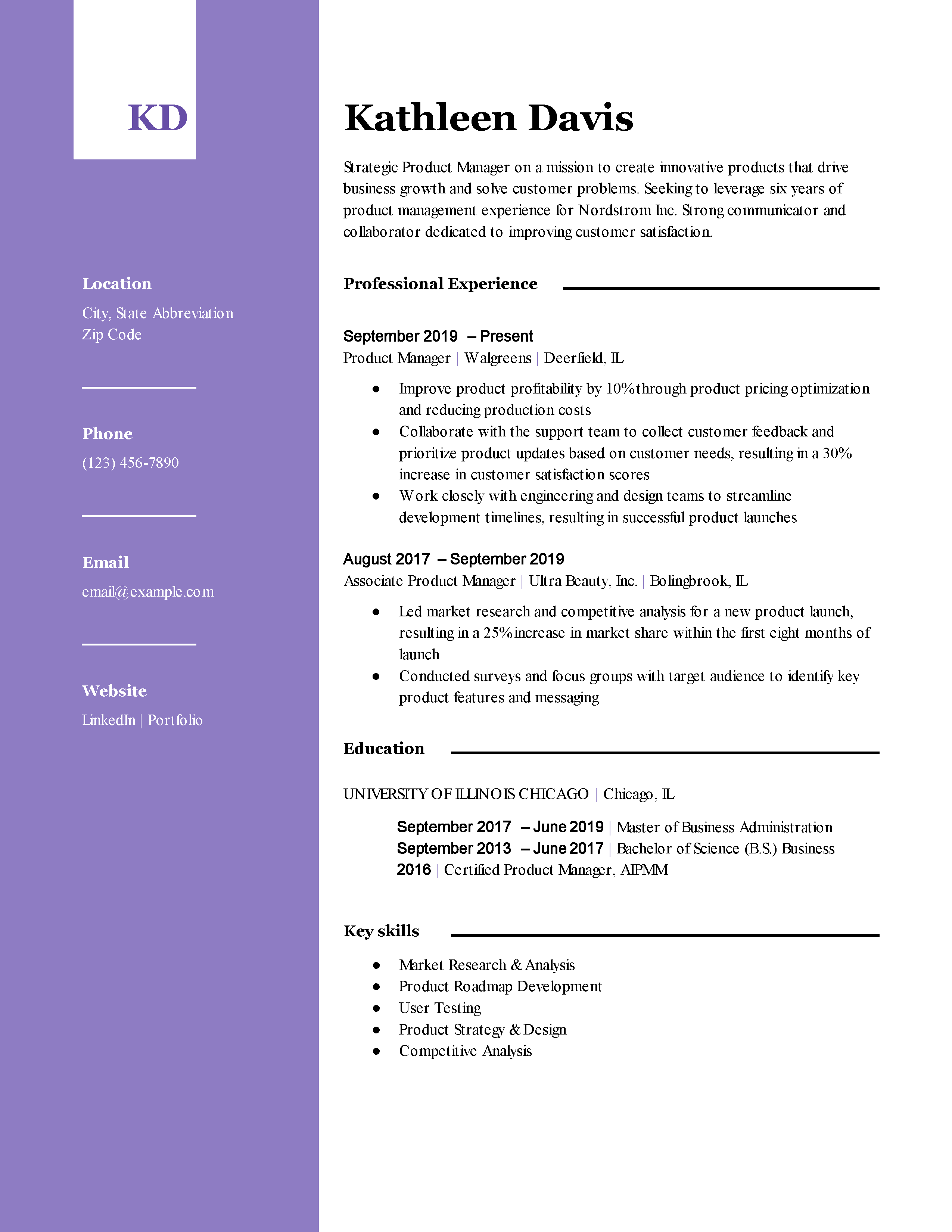 Product Manager Resume Template Example Image