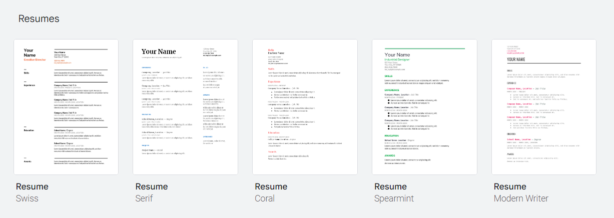 Resume Examples in Google Docs