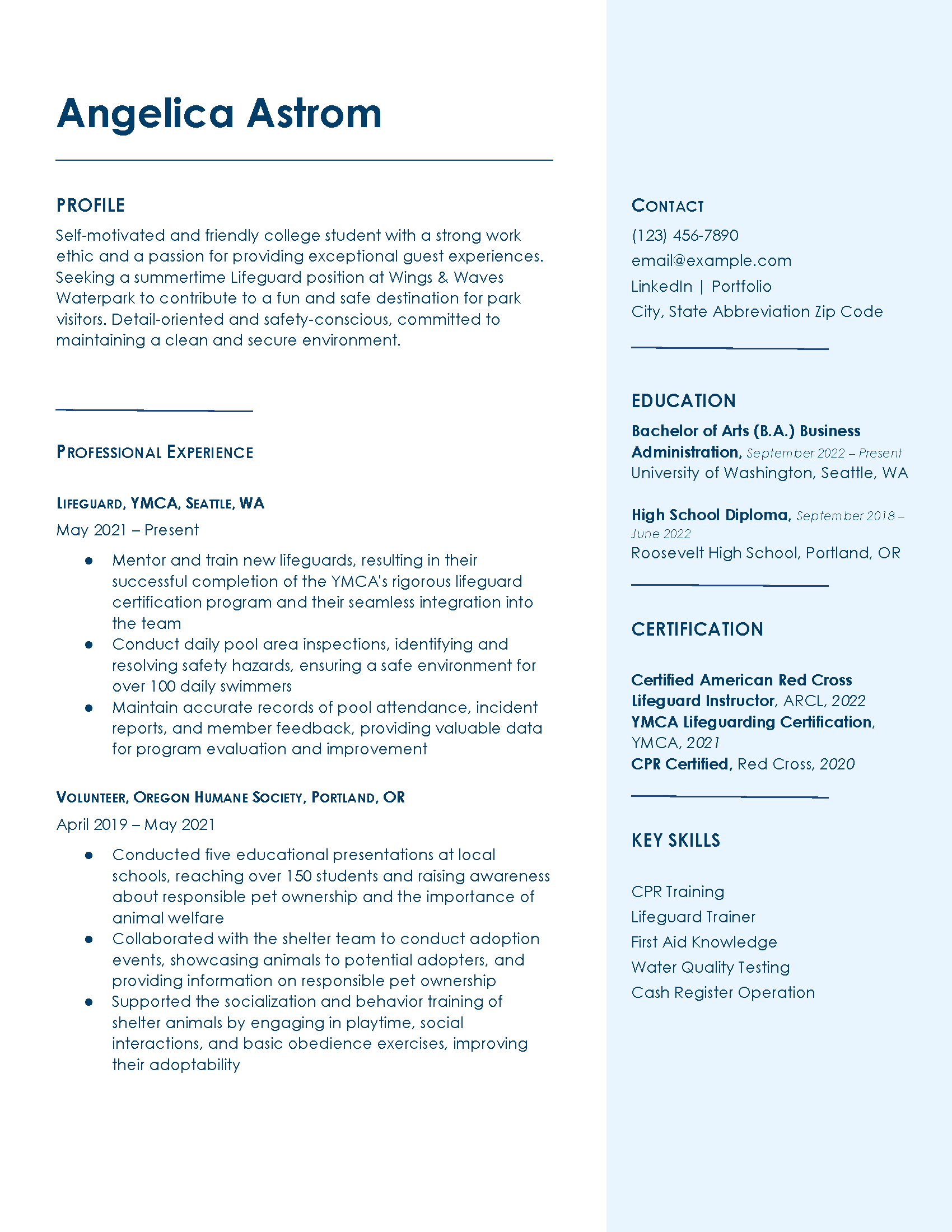 Student Resume Template Example Banner Image