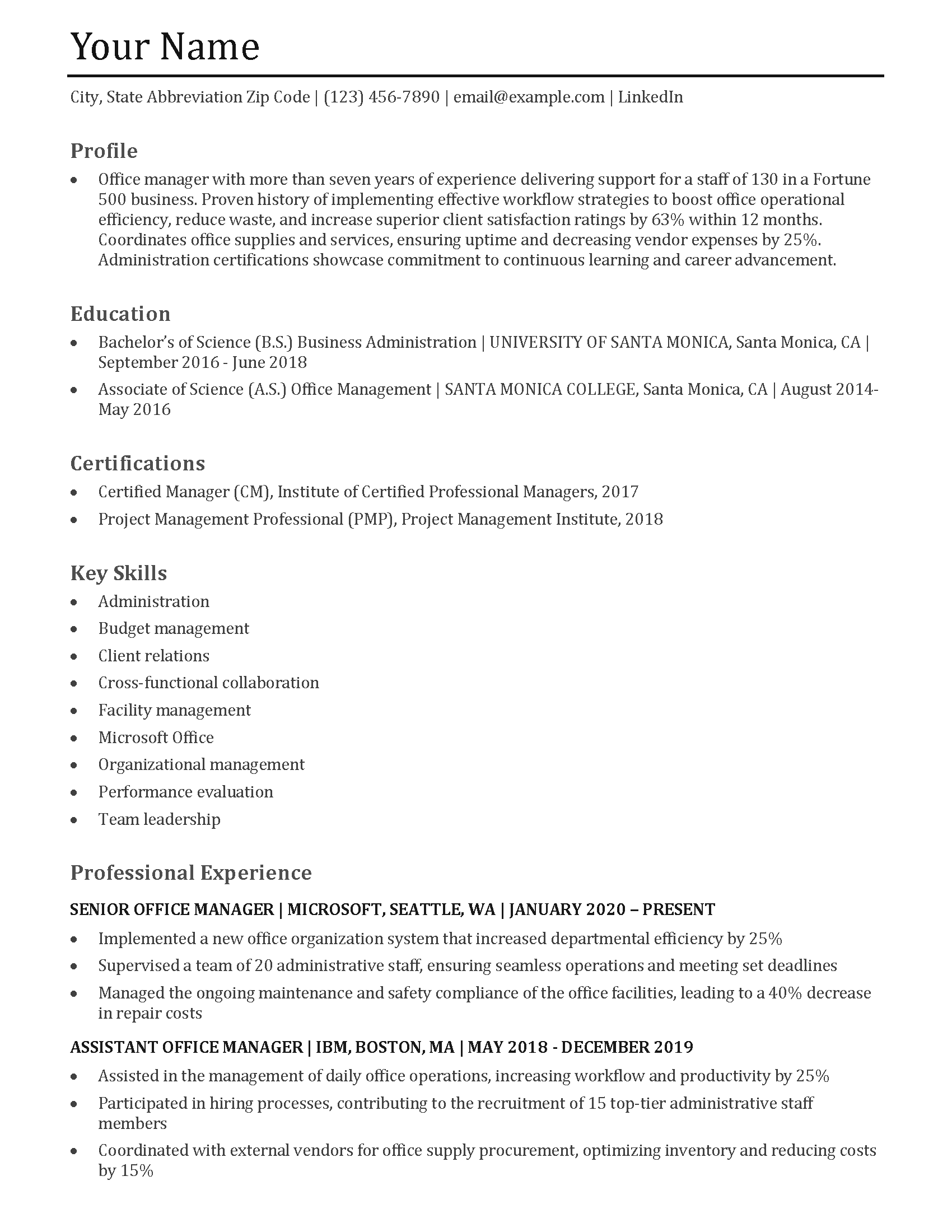 Office Manager Resume Templates - Office Manager Resume Templates And Examples Image