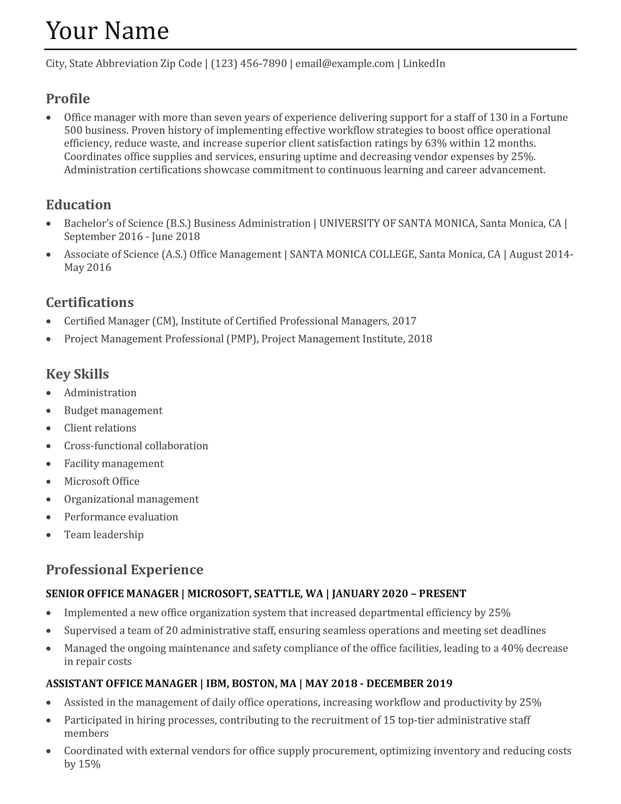 Office Manager Resume Templates and Examples