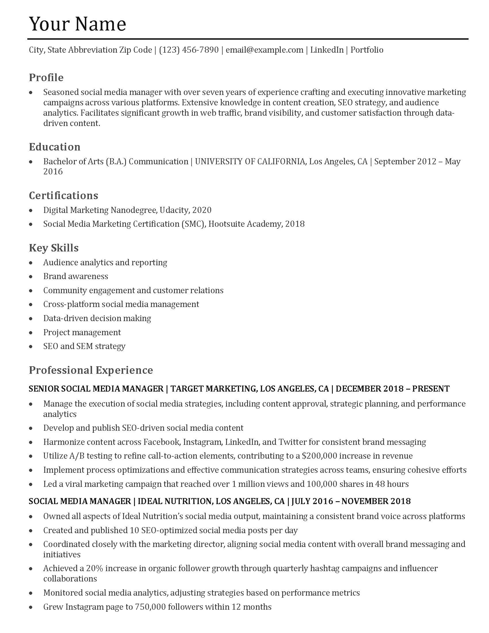 Social Media Manager Resume Templates - Social Media Manager Resume Templates And Examples Image 