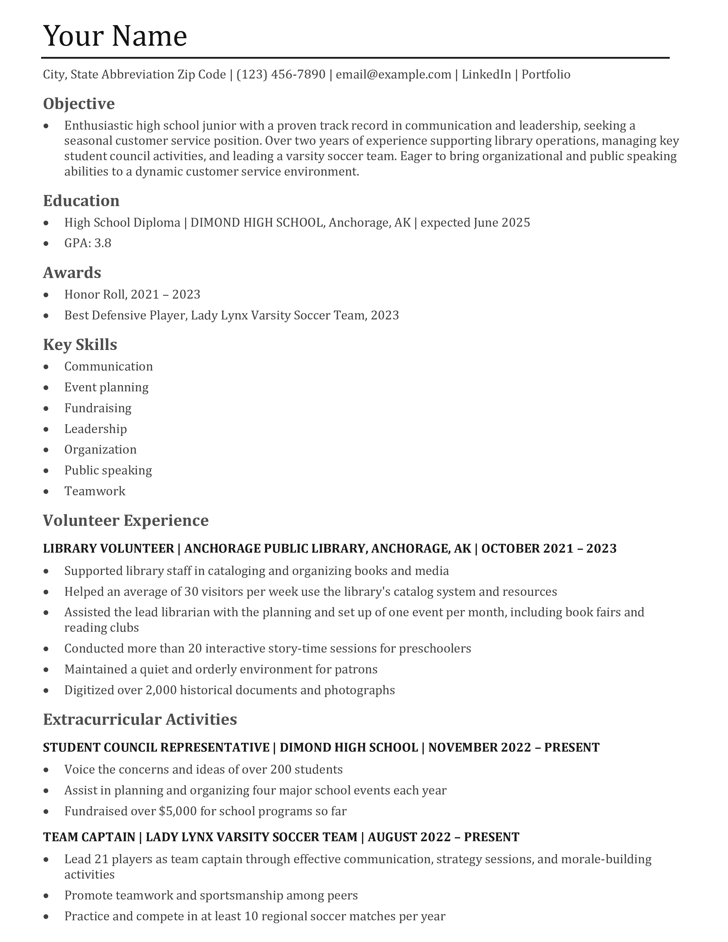 Teen Resume Templates and Examples