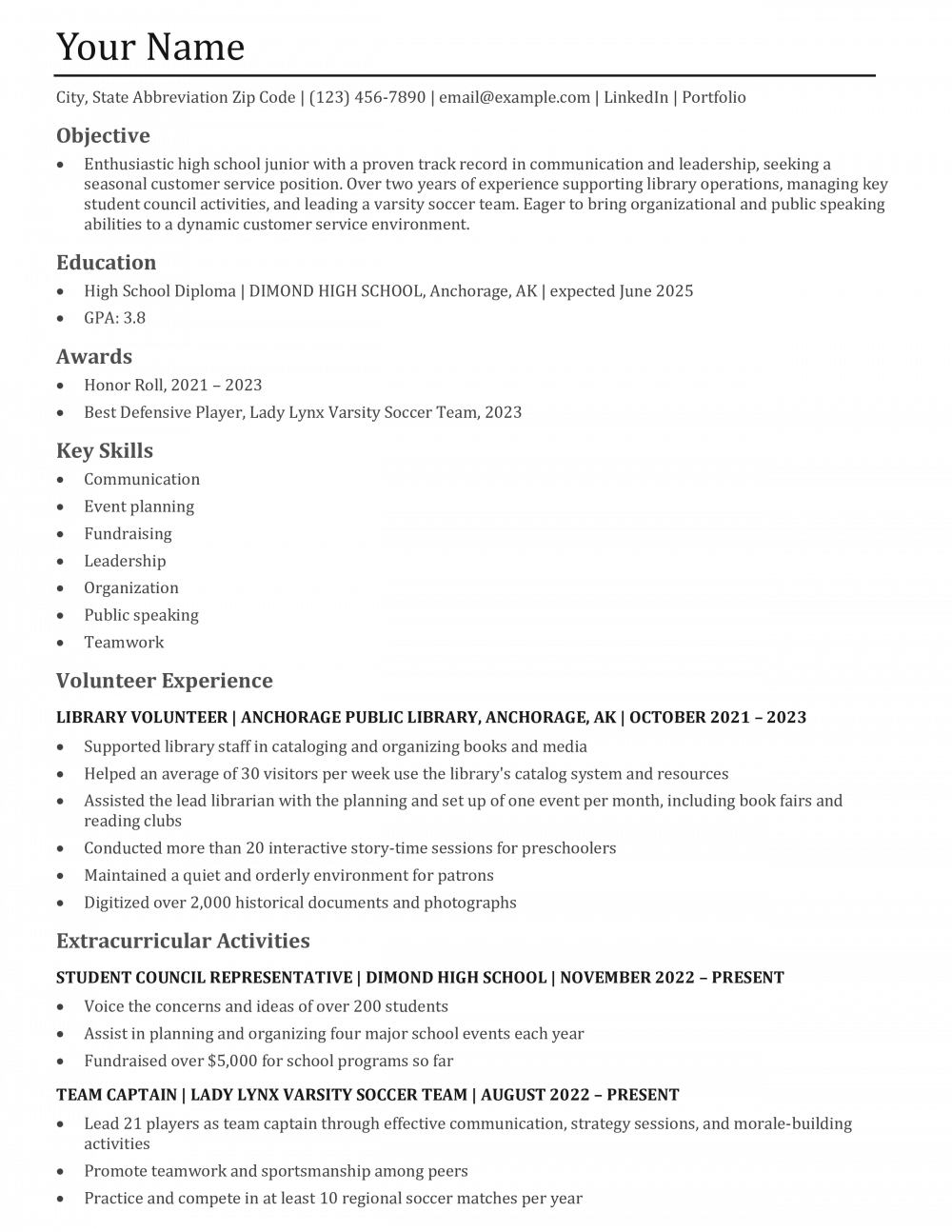 Teen Resume Templates and Examples