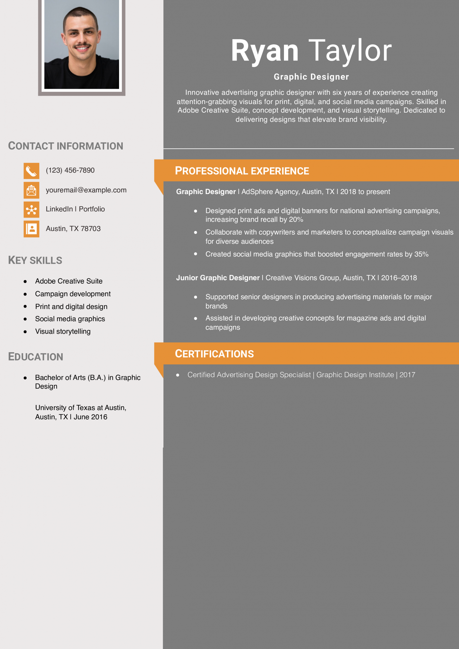 Advertising Graphic Designer Resume Example