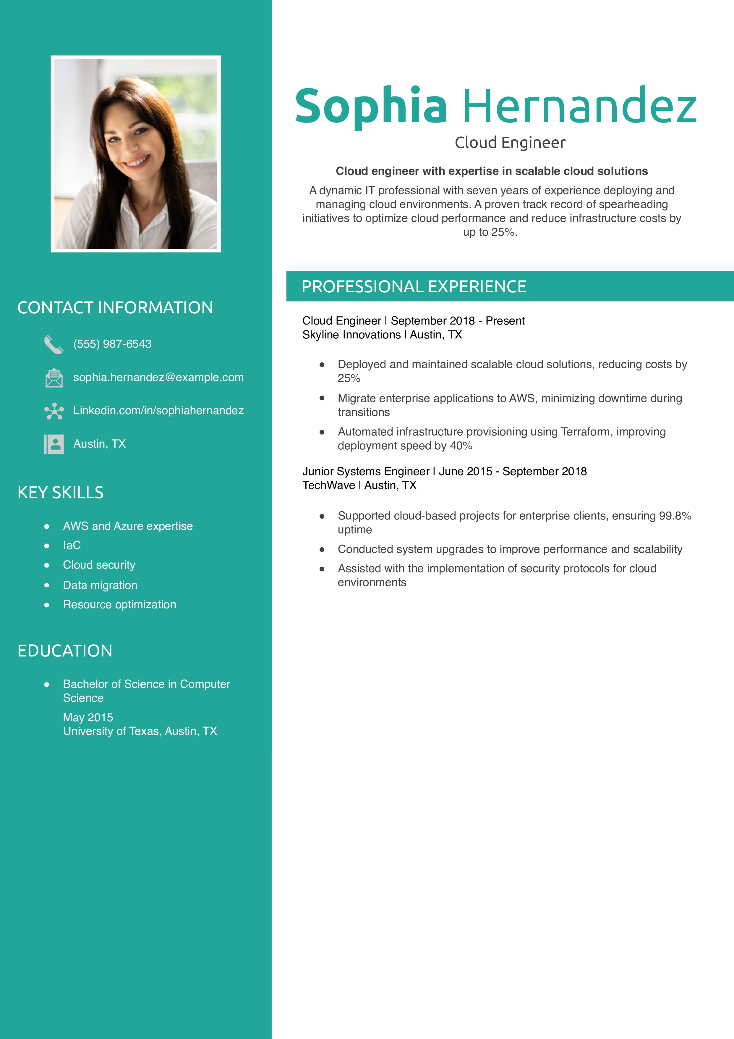 Cloud Engineer Resume Example