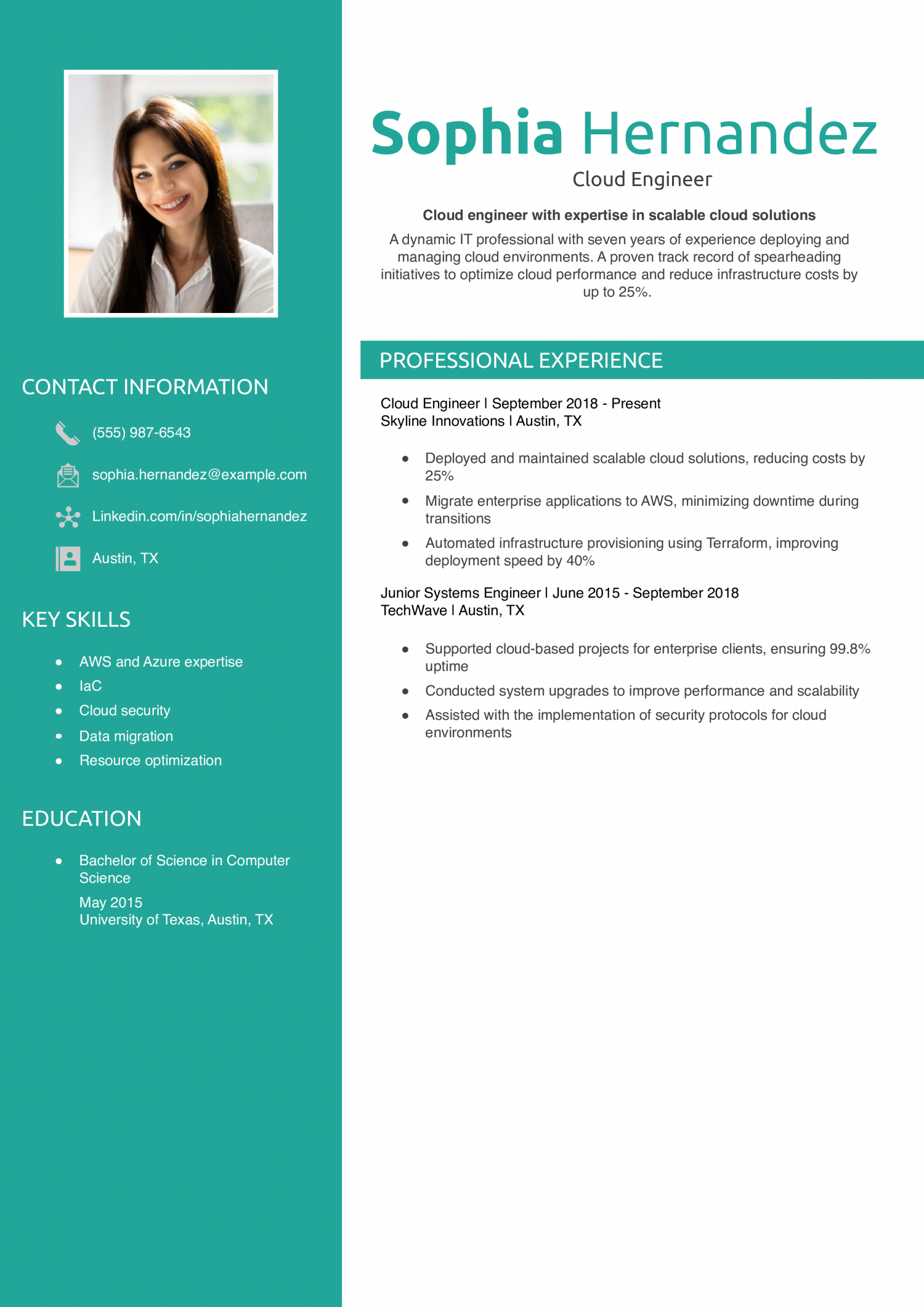 Cloud Engineer Resume Example