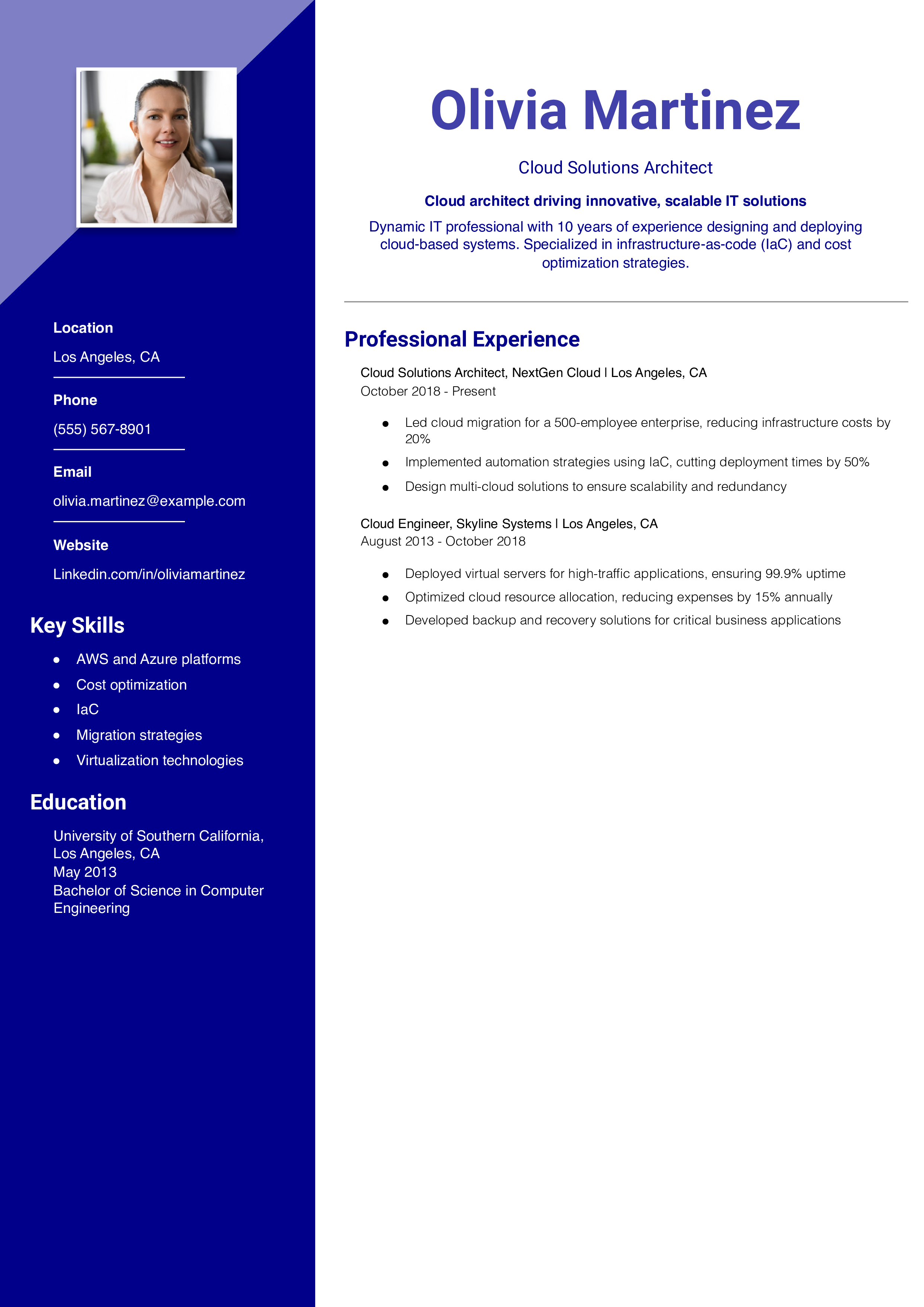 Cloud Solutions Architect Resume Example