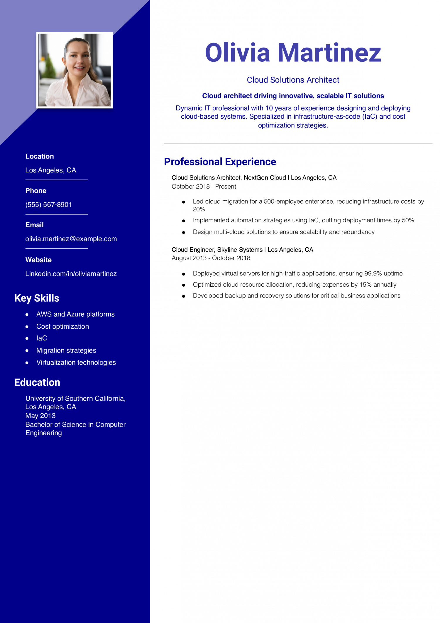 Cloud Solutions Architect Resume Example