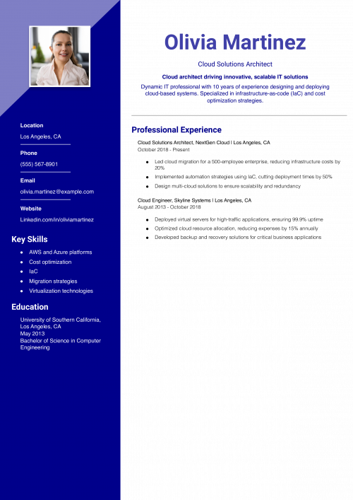 Cloud Solutions Architect Resume Example