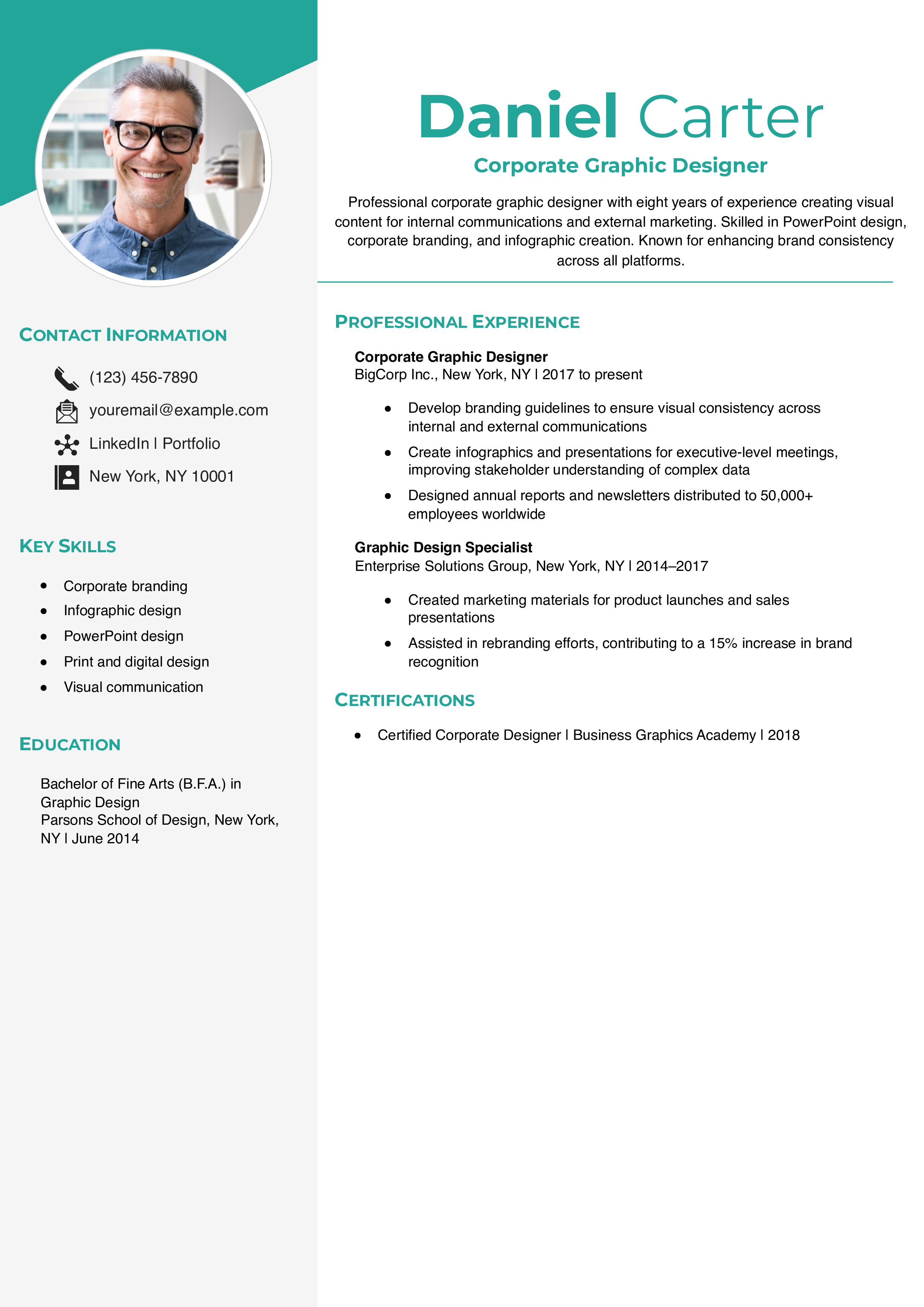Corporate Graphic Designer Resume Example