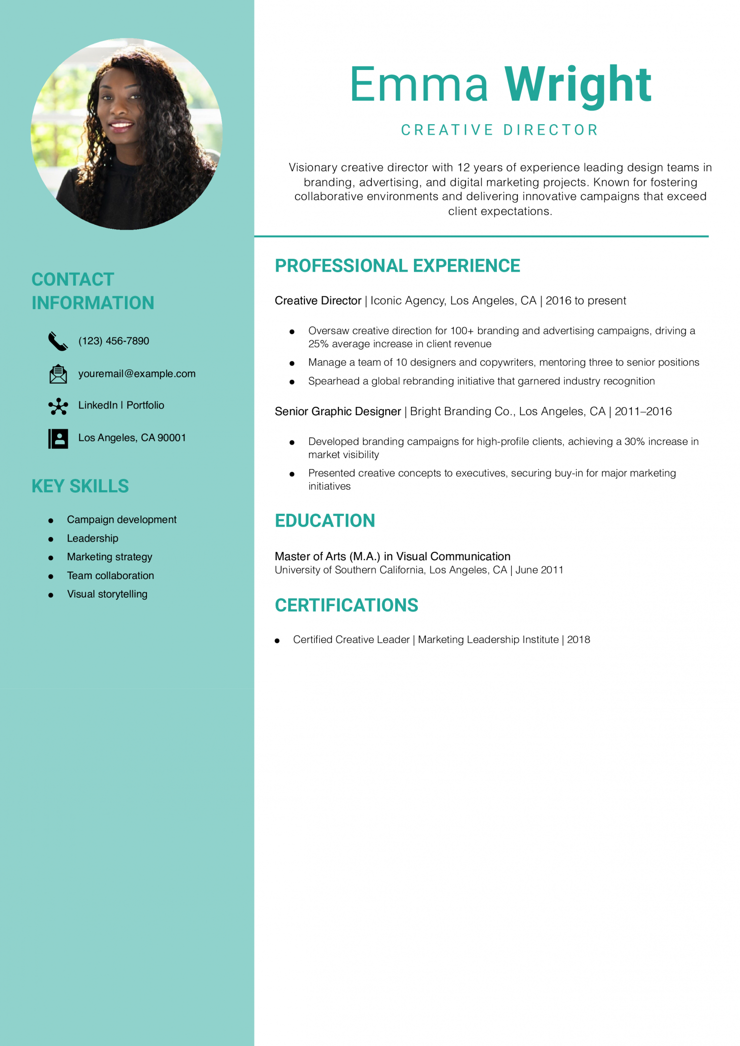 Creative Director Resume Example