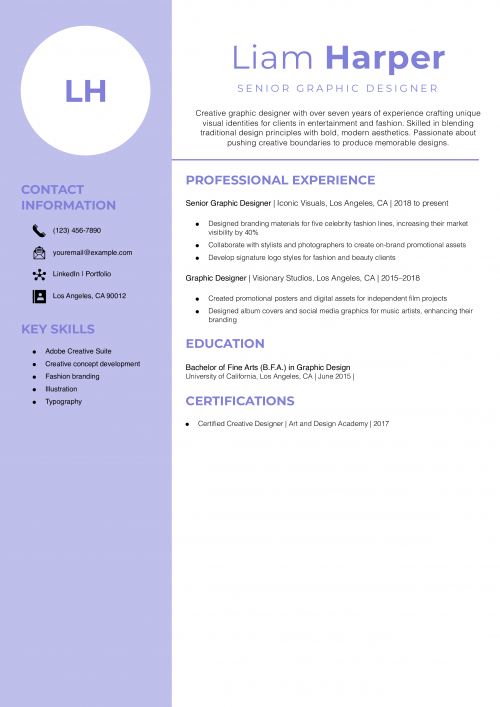 Creative Graphic Designer Resume Example