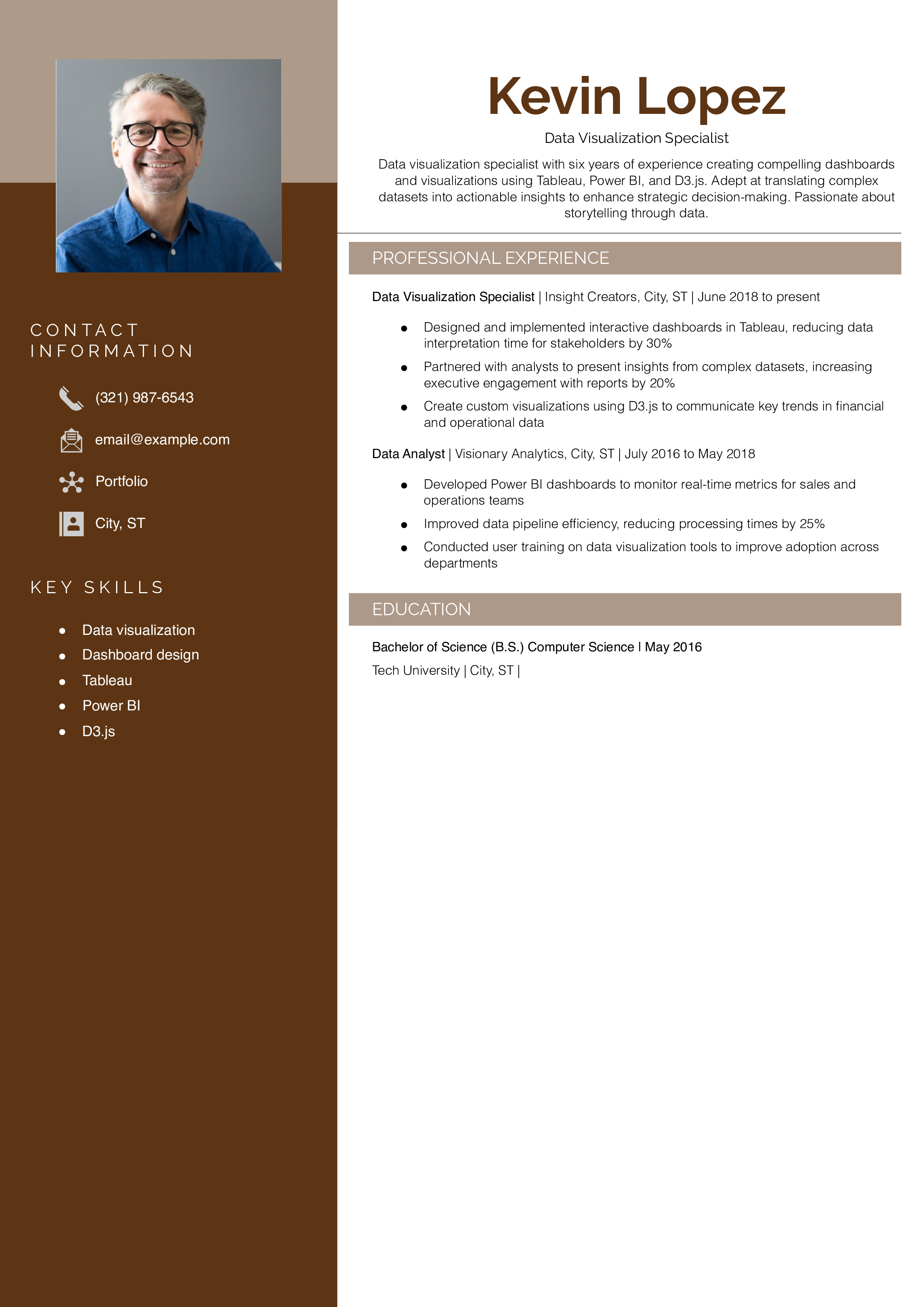 Data Visualization Specialist Resume Example