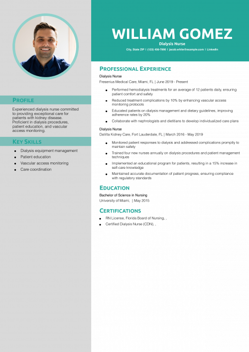 Dialysis Nurse Resume Example