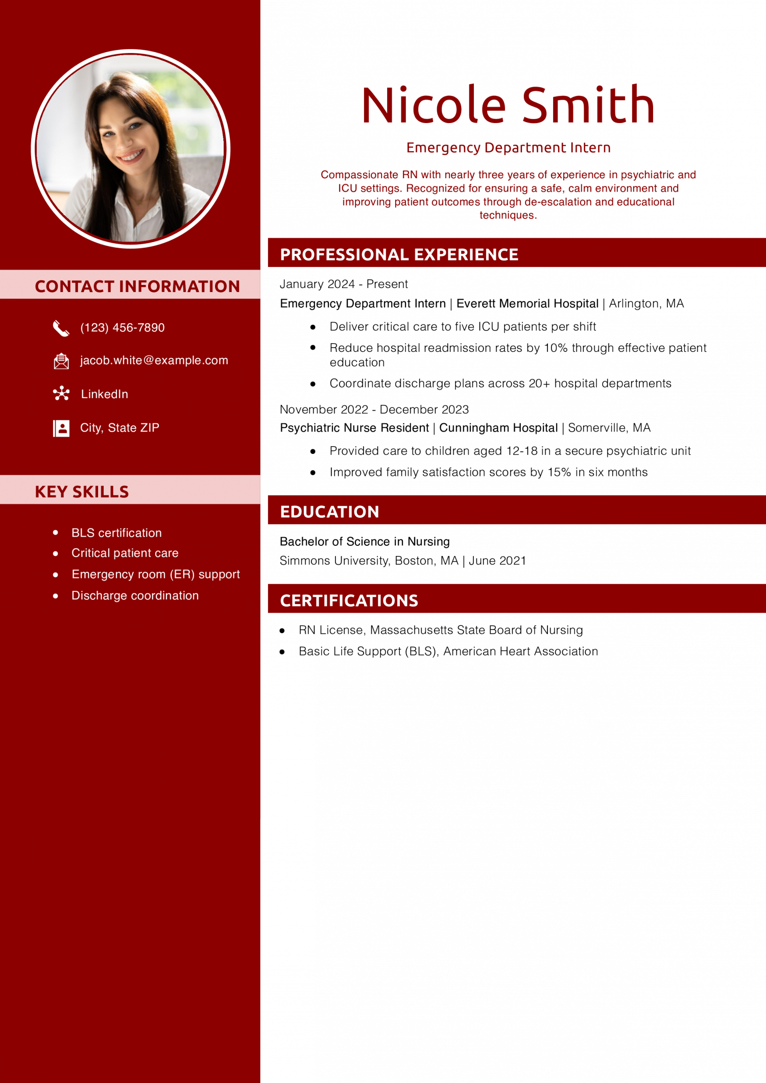 Entry-Level Registered Nurse Resume Example