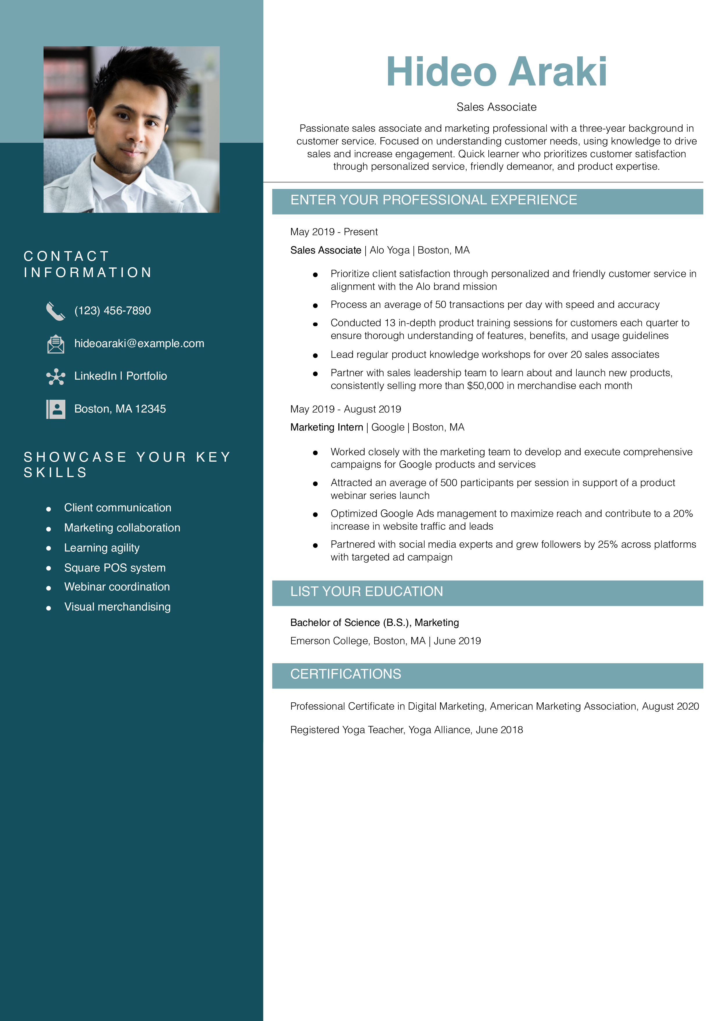 Entry-Level Sales Resume Example