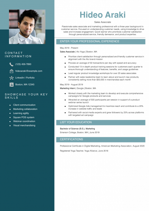 Entry-Level Sales Resume Example