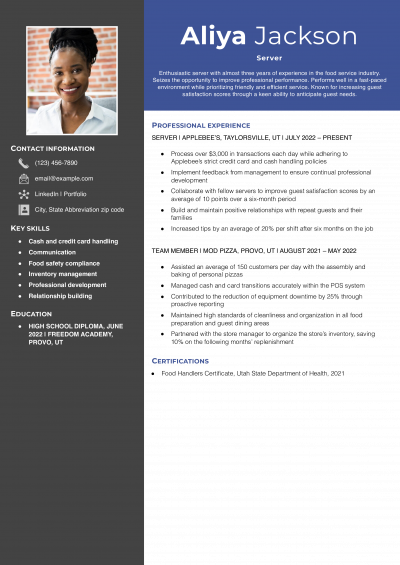 Server Resume Examples and Templates for 2025