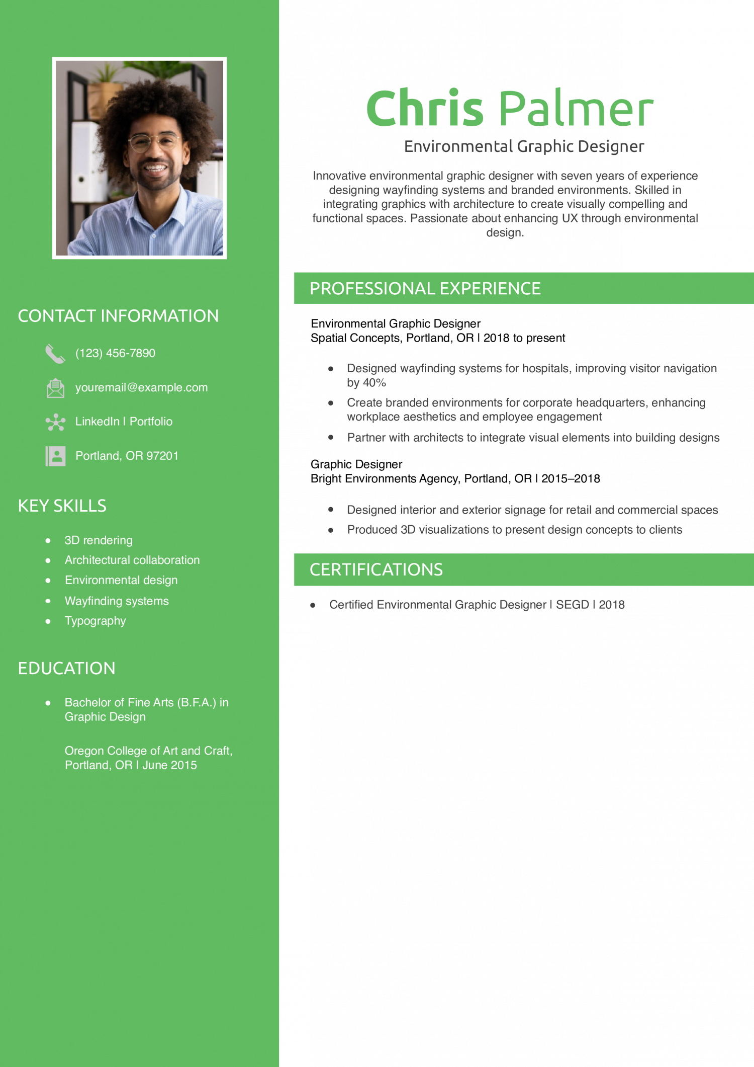 Environmental Graphic Designer Resume Example