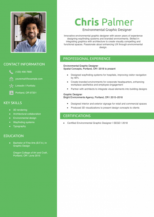Environmental Graphic Designer Resume Example
