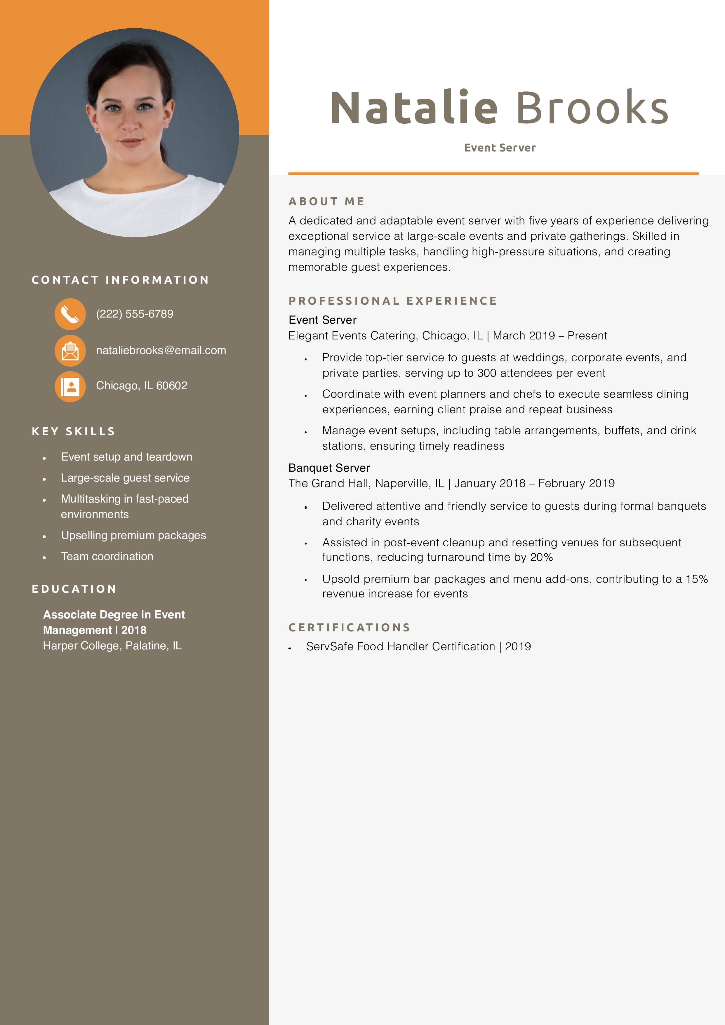Event Server Resume Example1