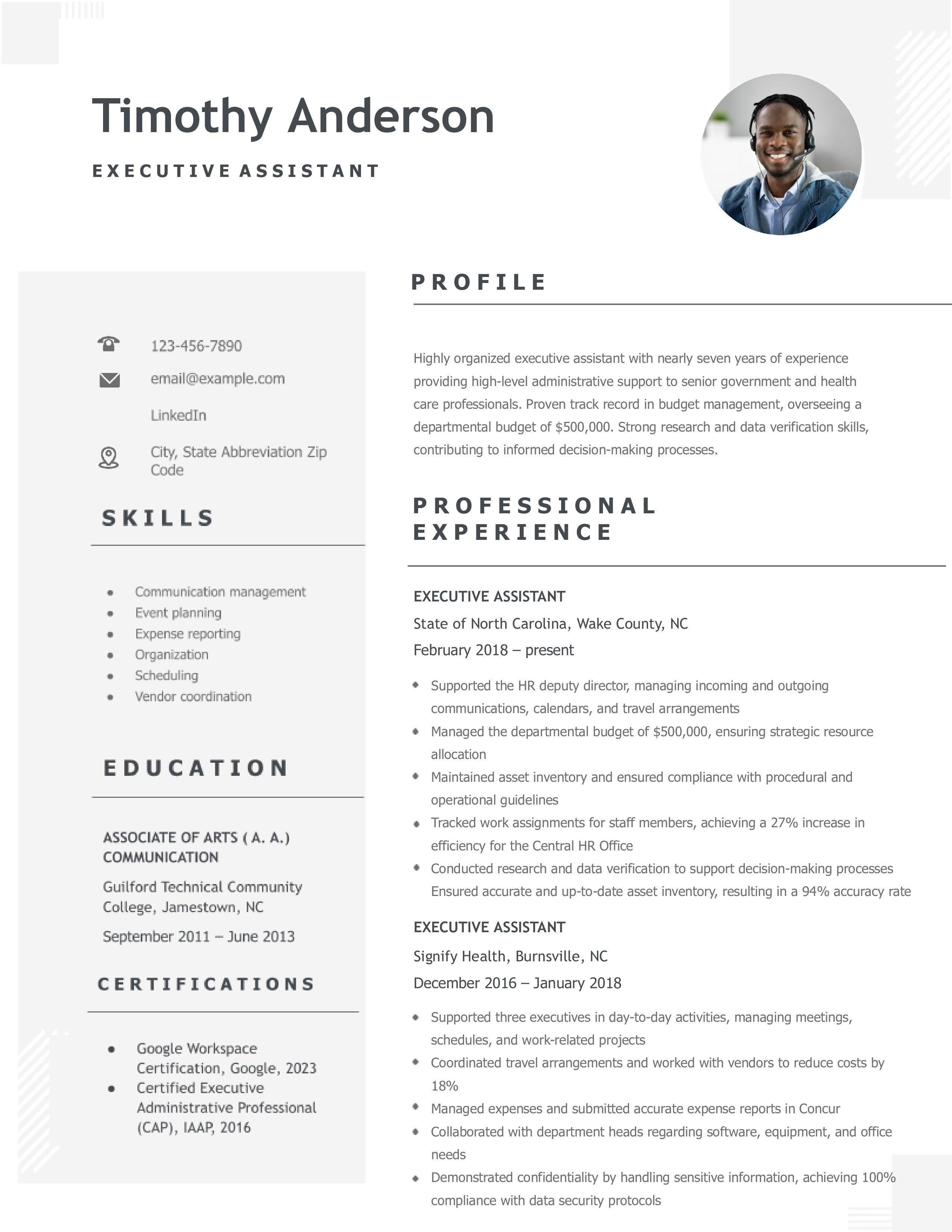 Executive Assistant Resume Templates and Examples