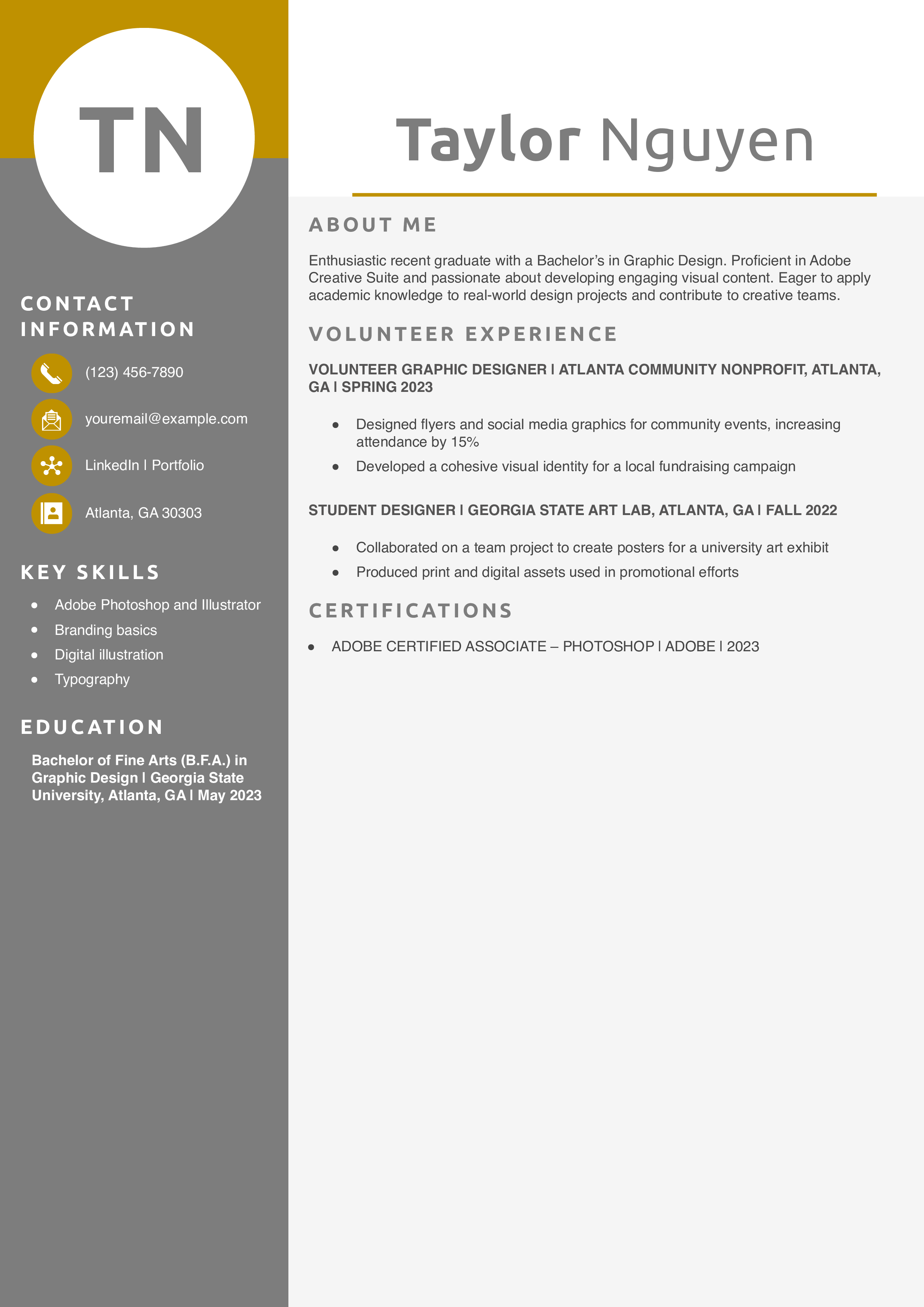 Graphic Design Resume With No Experience