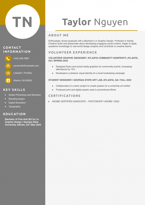 Graphic Design Resume With No Experience