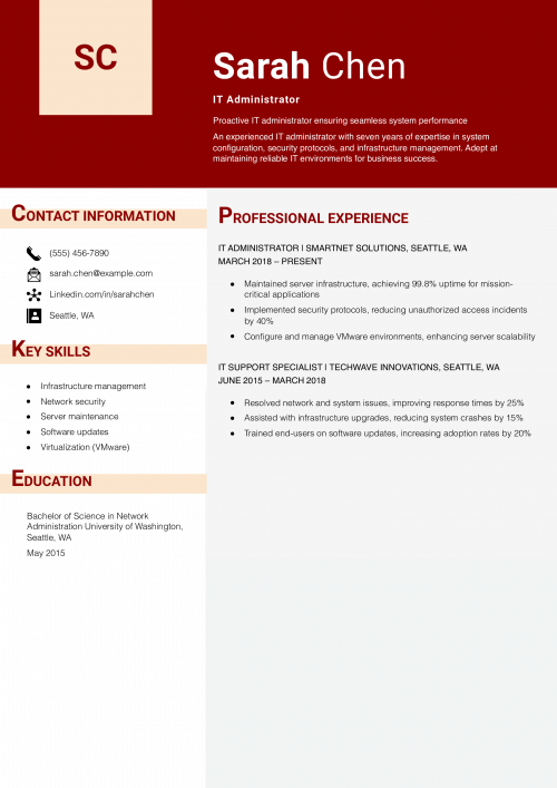 IT Administrator Resume Example
