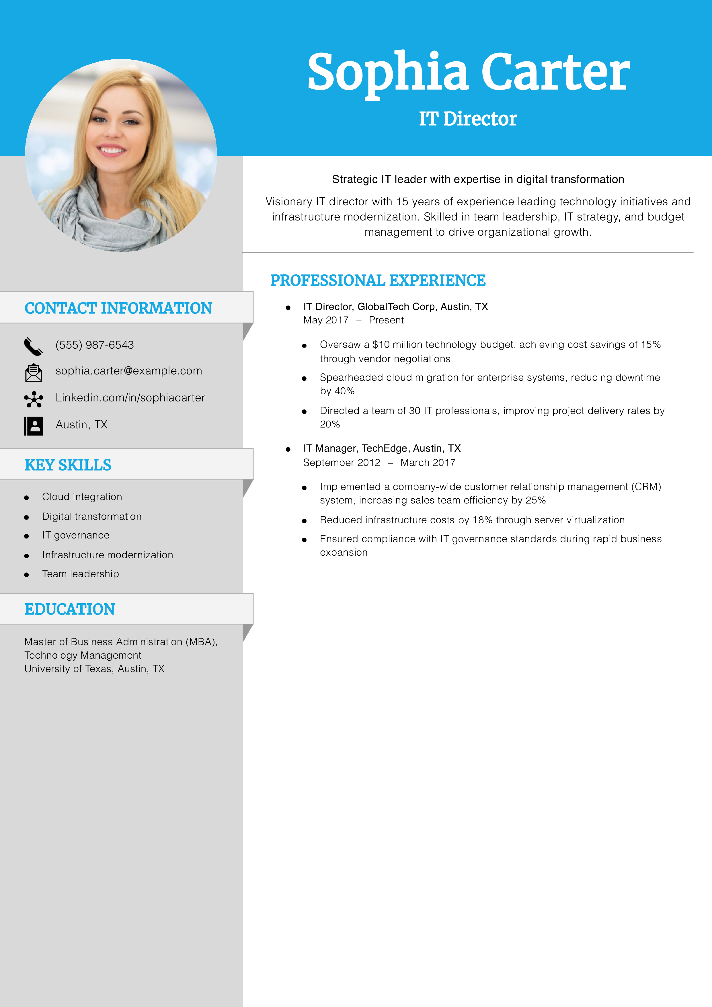 IT Director Resume Example