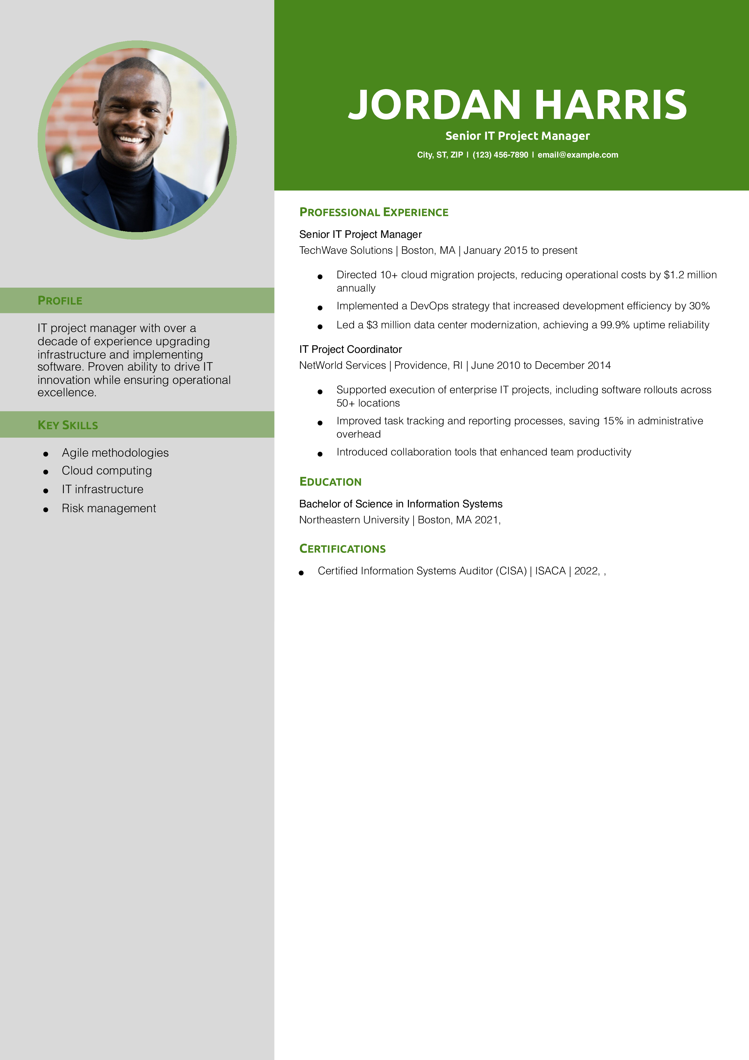 IT Project Manager Resume Example