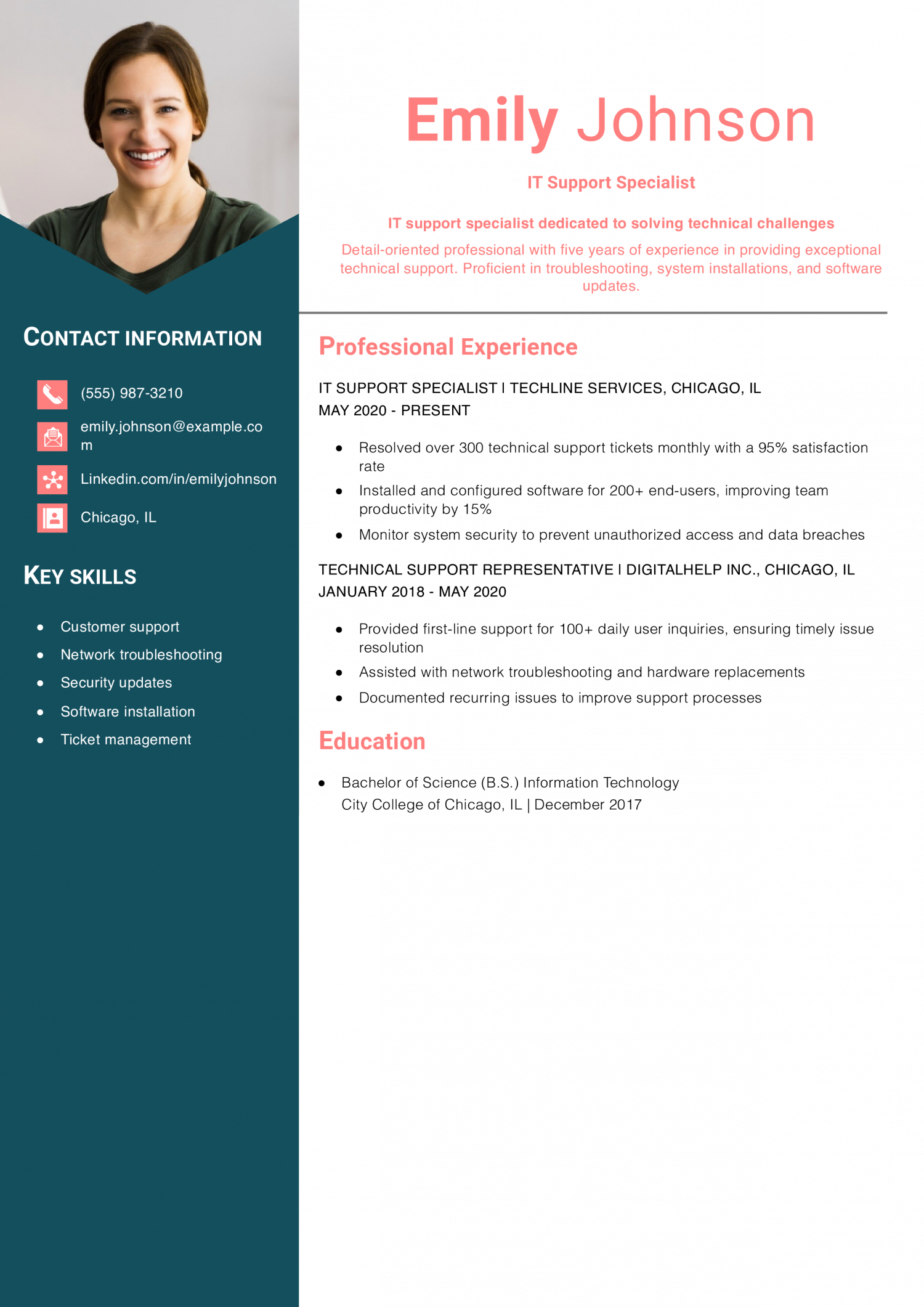 IT Support Resume Example
