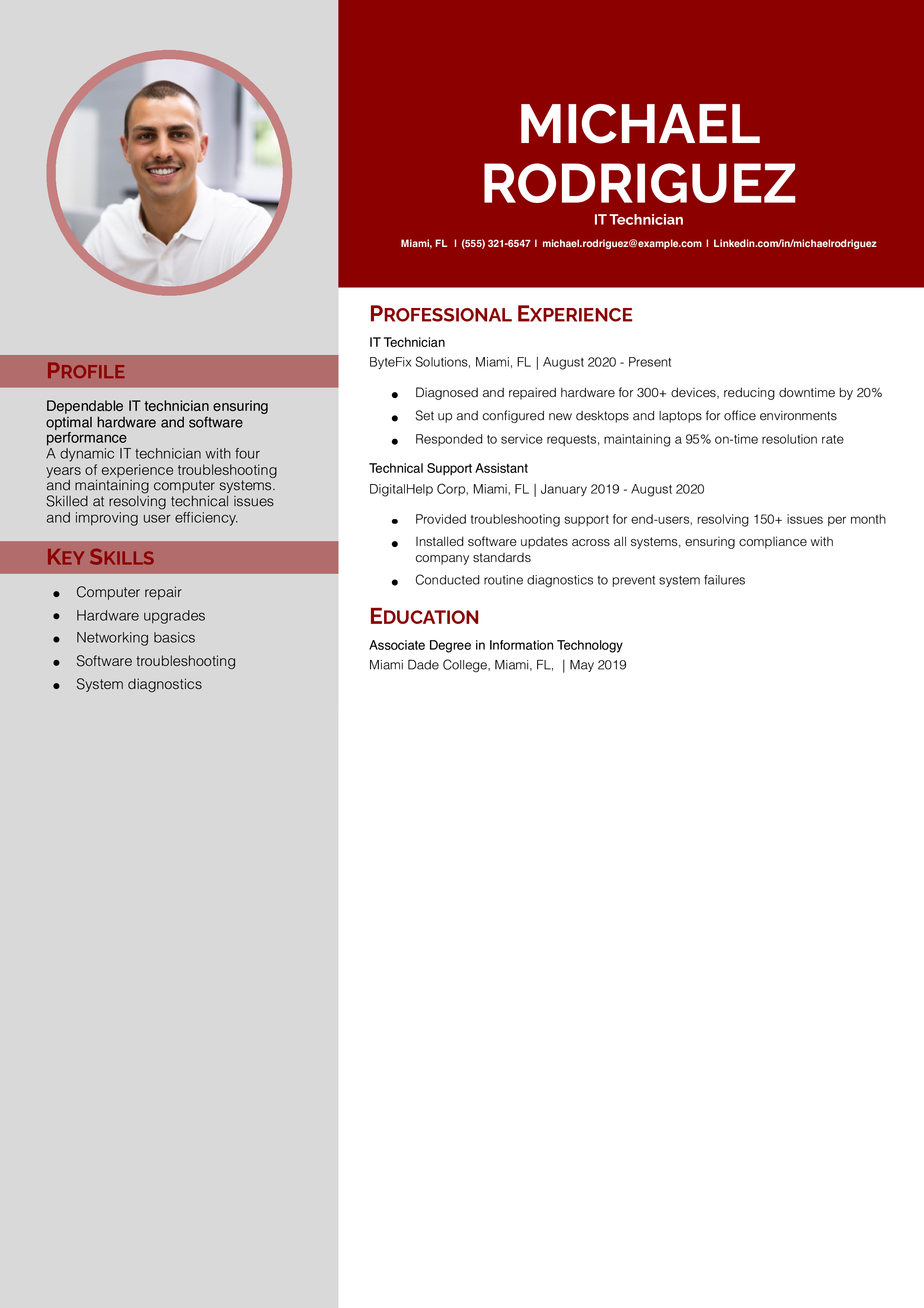 IT Technician Resume Example