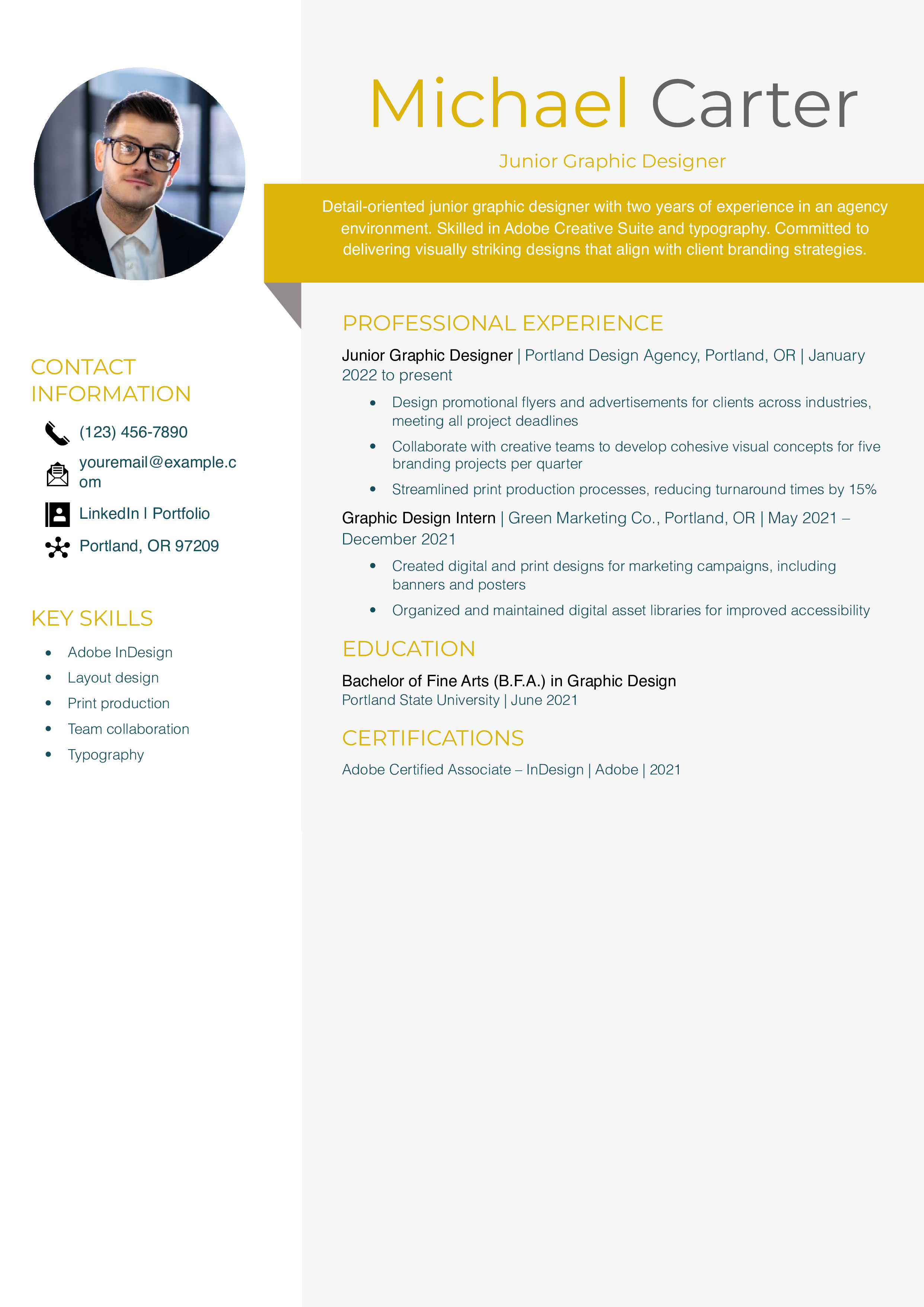 Junior Graphic Designer Resume Example