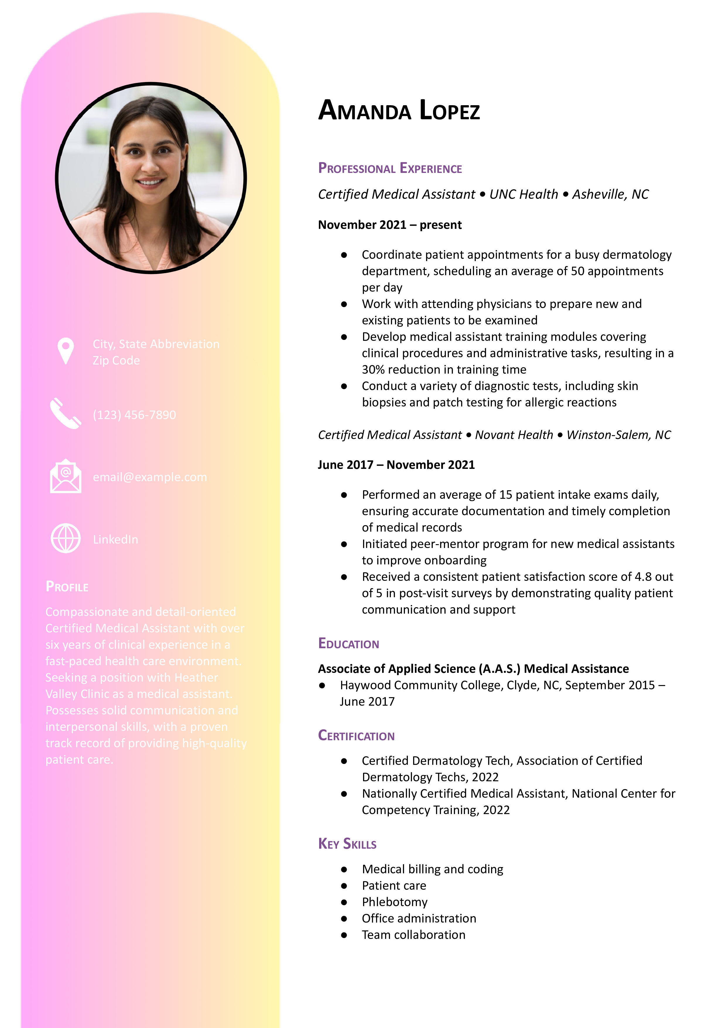 Medical Assistant Resume Templates and Examples_Mid-career