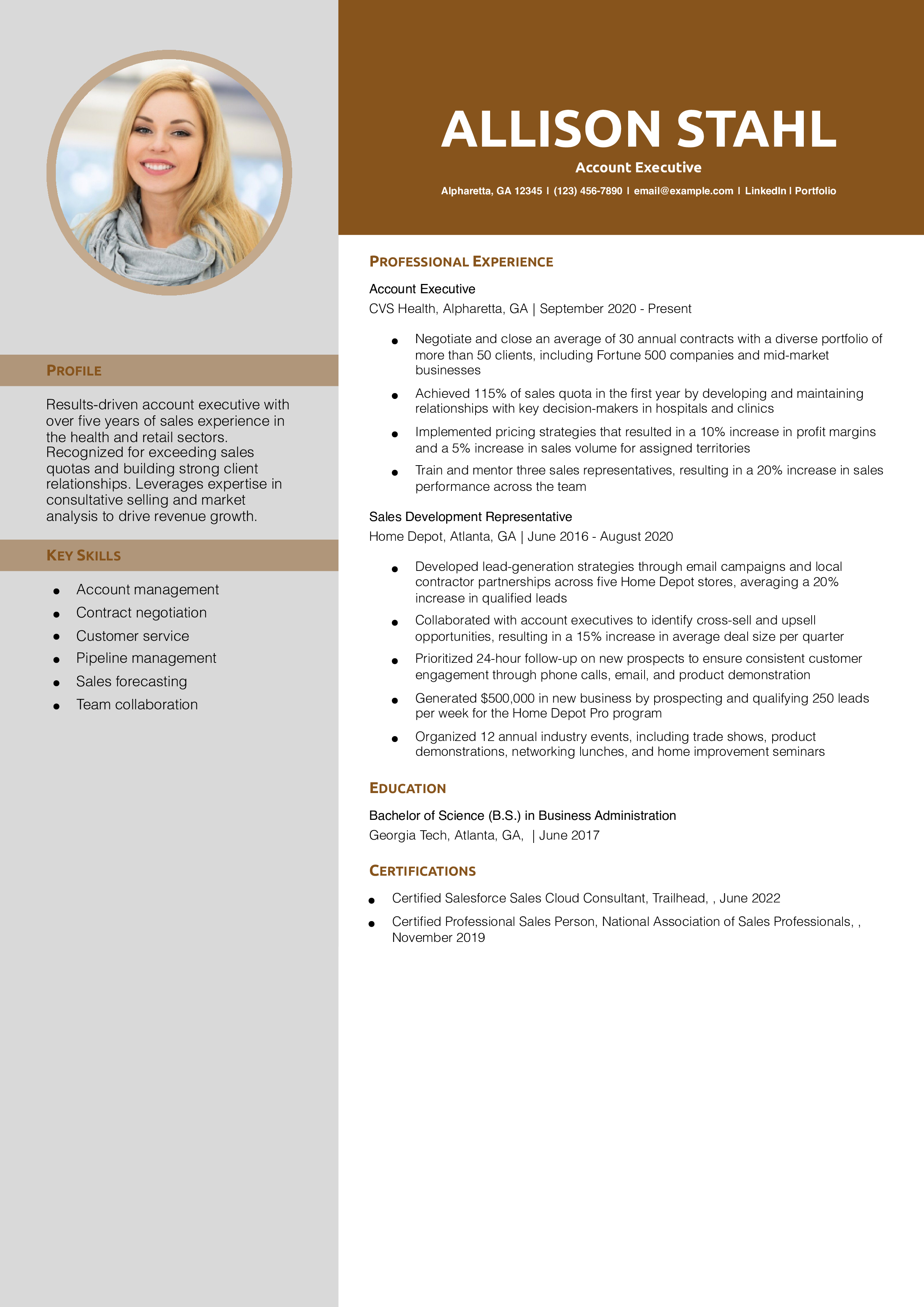 Mid-Career Sales Resume Example