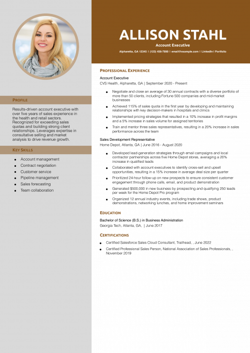 Mid-Career Sales Resume Example