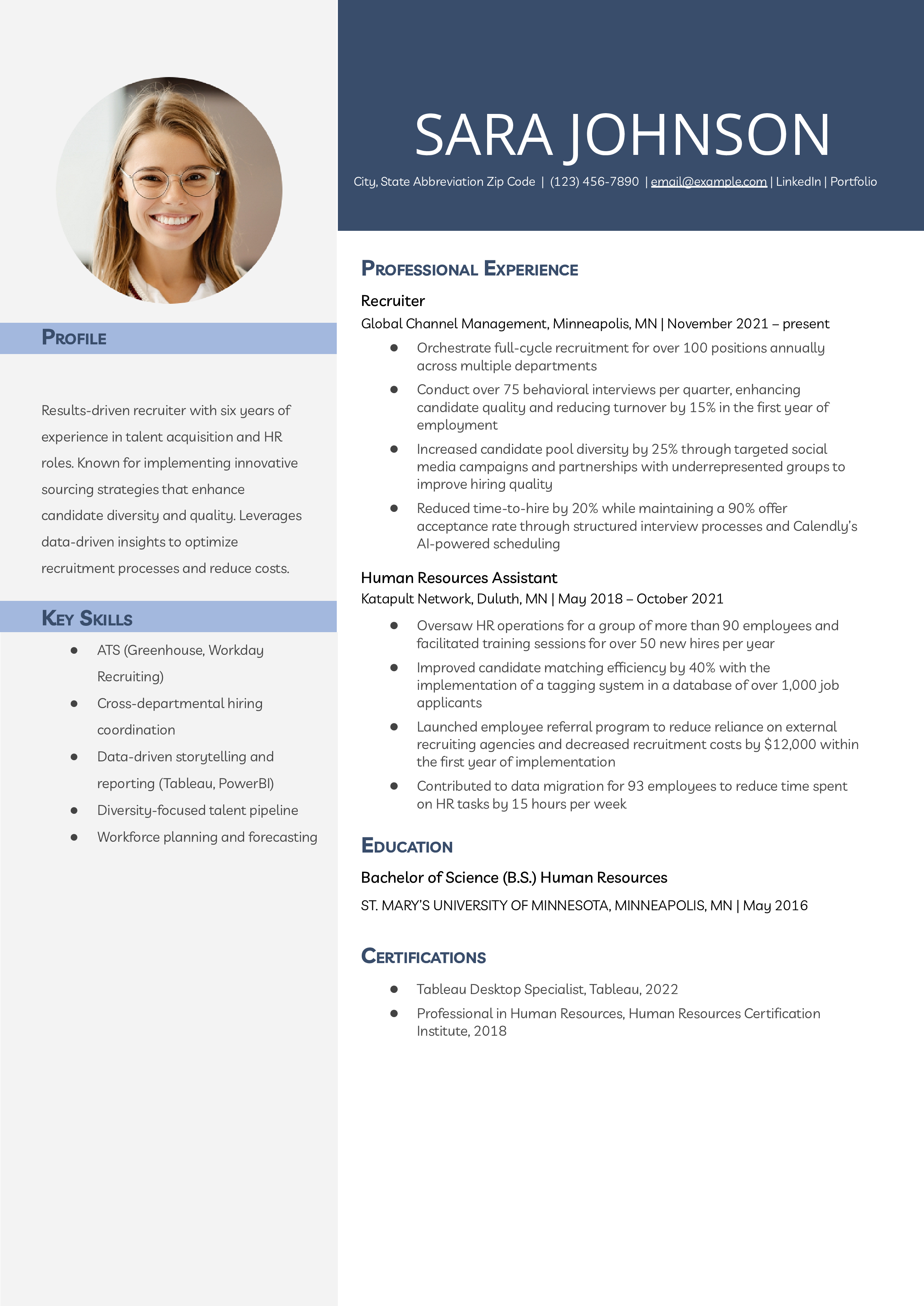 Midlevel Recruiter Resume Example
