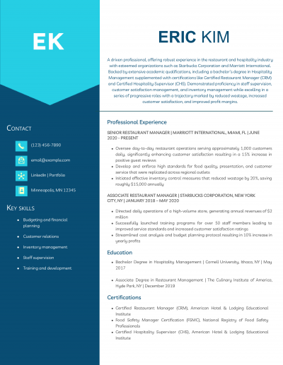 4 Best Restaurant Resume Examples and Templates for 2025