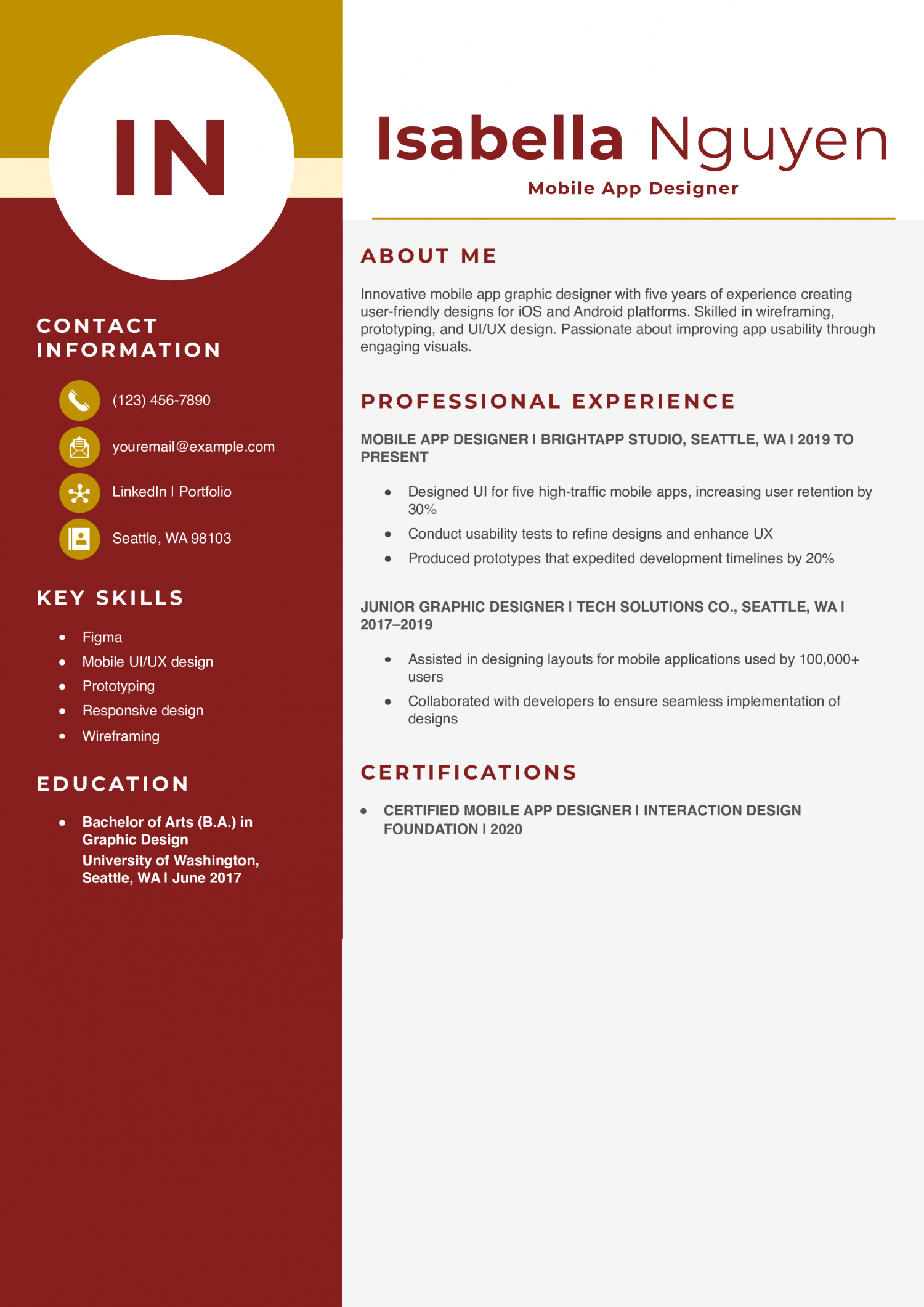 Mobile App Graphic Designer Resume Example