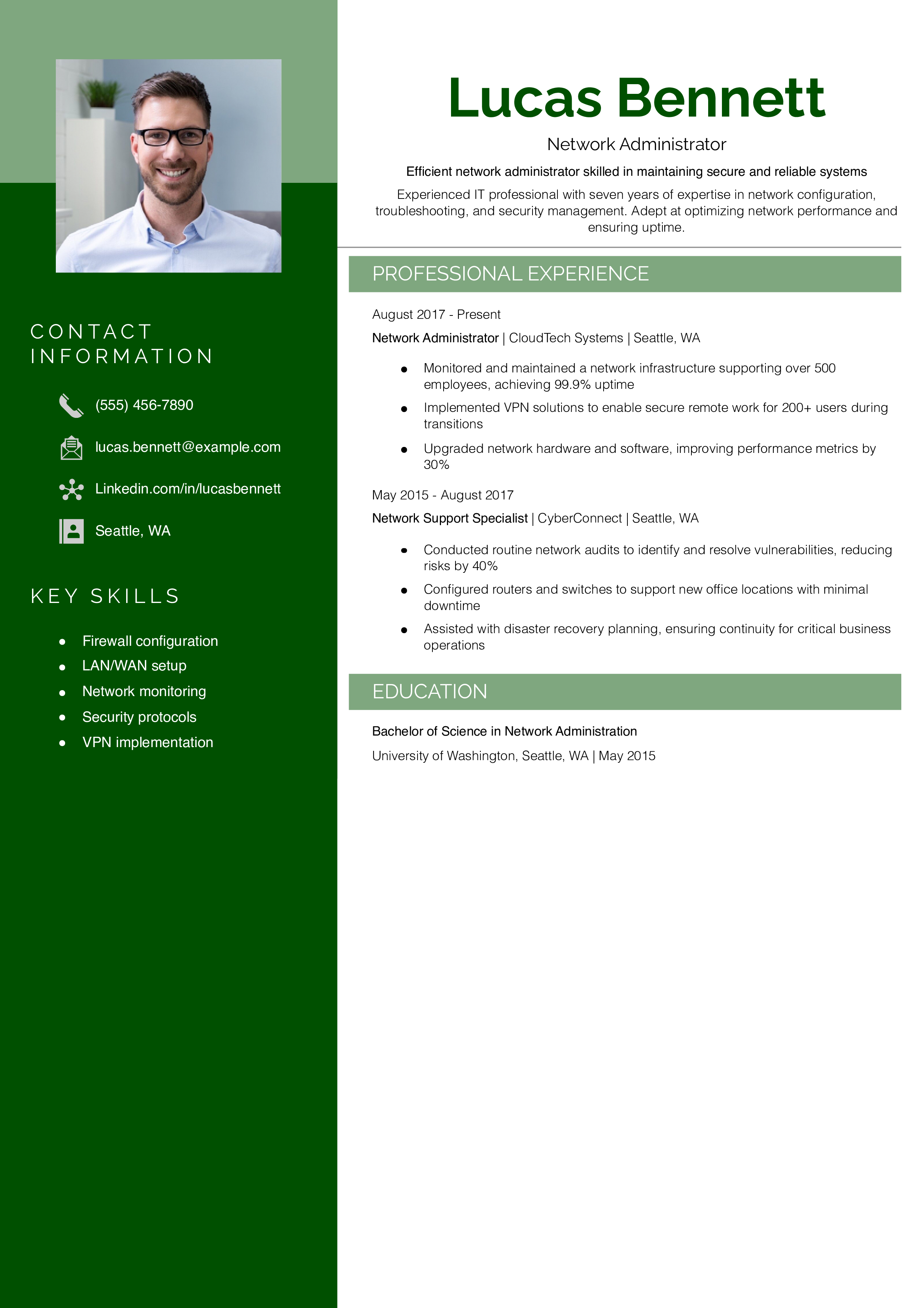 Network Administrator Resume Example