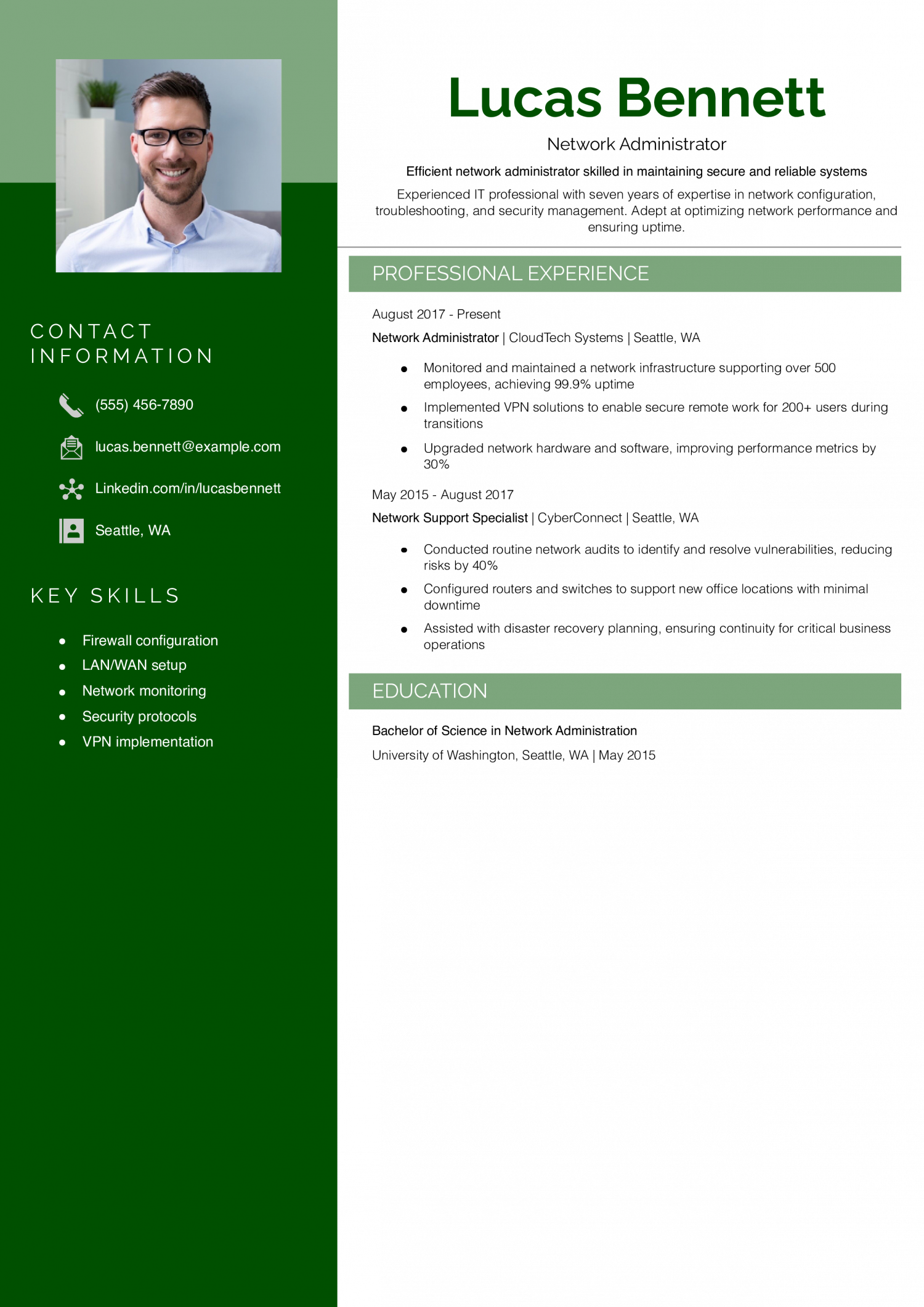 Network Administrator Resume Example