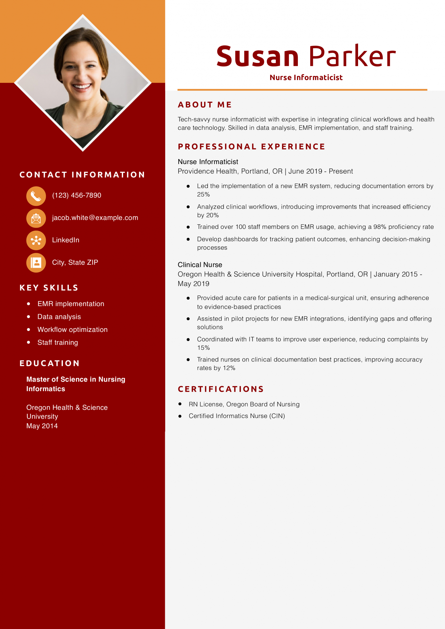 Nurse Informaticist Resume Example