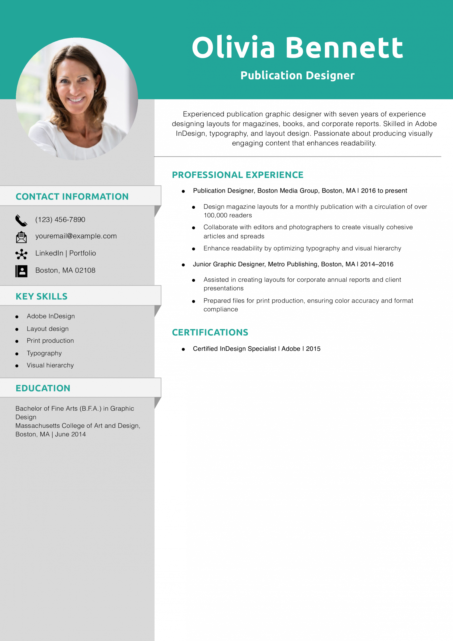 Publication Graphic Designer Resume Example